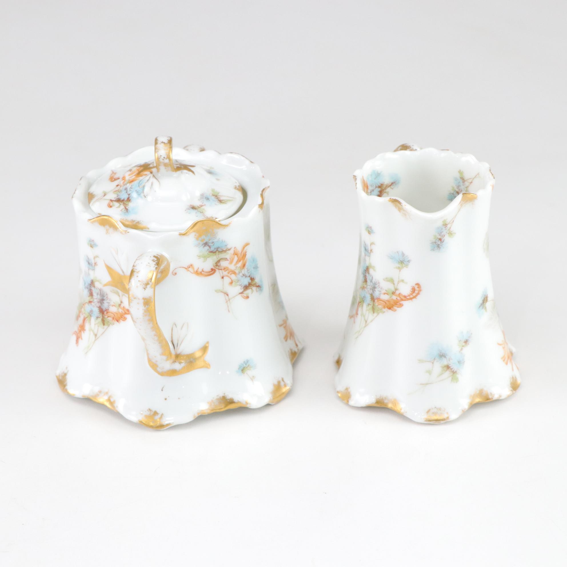 Haviland Limoges Porcelain Sugar Bowl & Creamer