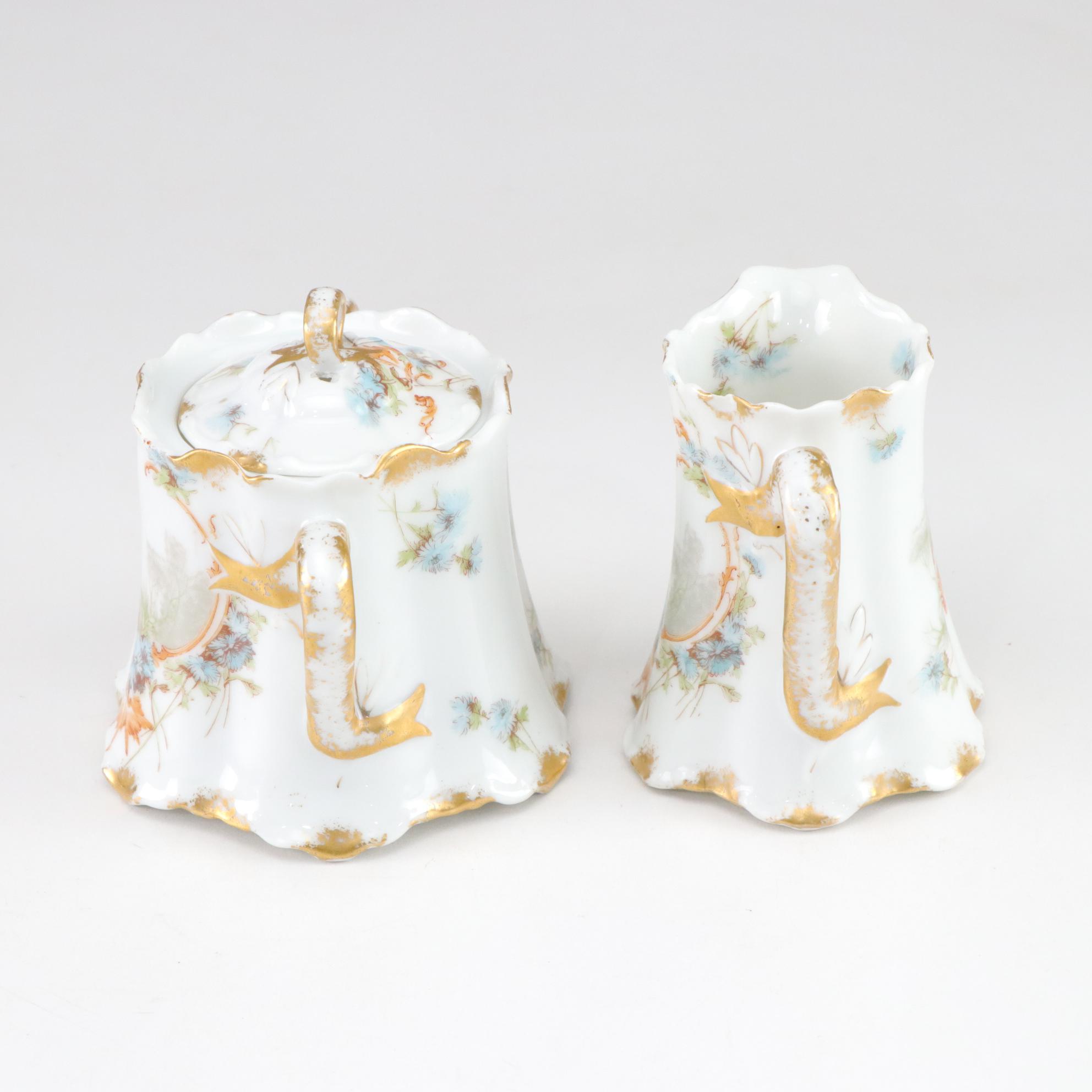 Haviland Limoges Porcelain Sugar Bowl & Creamer