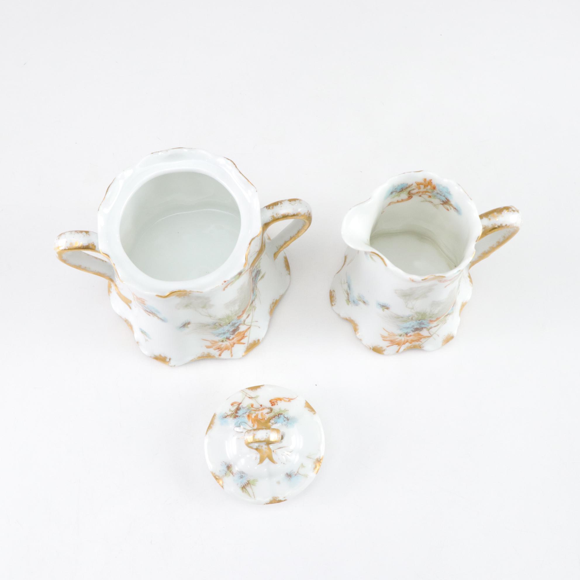 Haviland Limoges Porcelain Sugar Bowl & Creamer