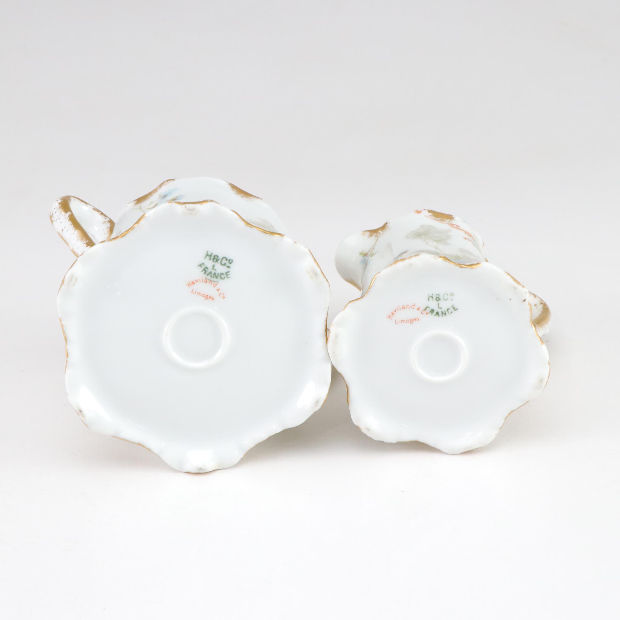 Haviland Limoges Porcelain Sugar Bowl & Creamer