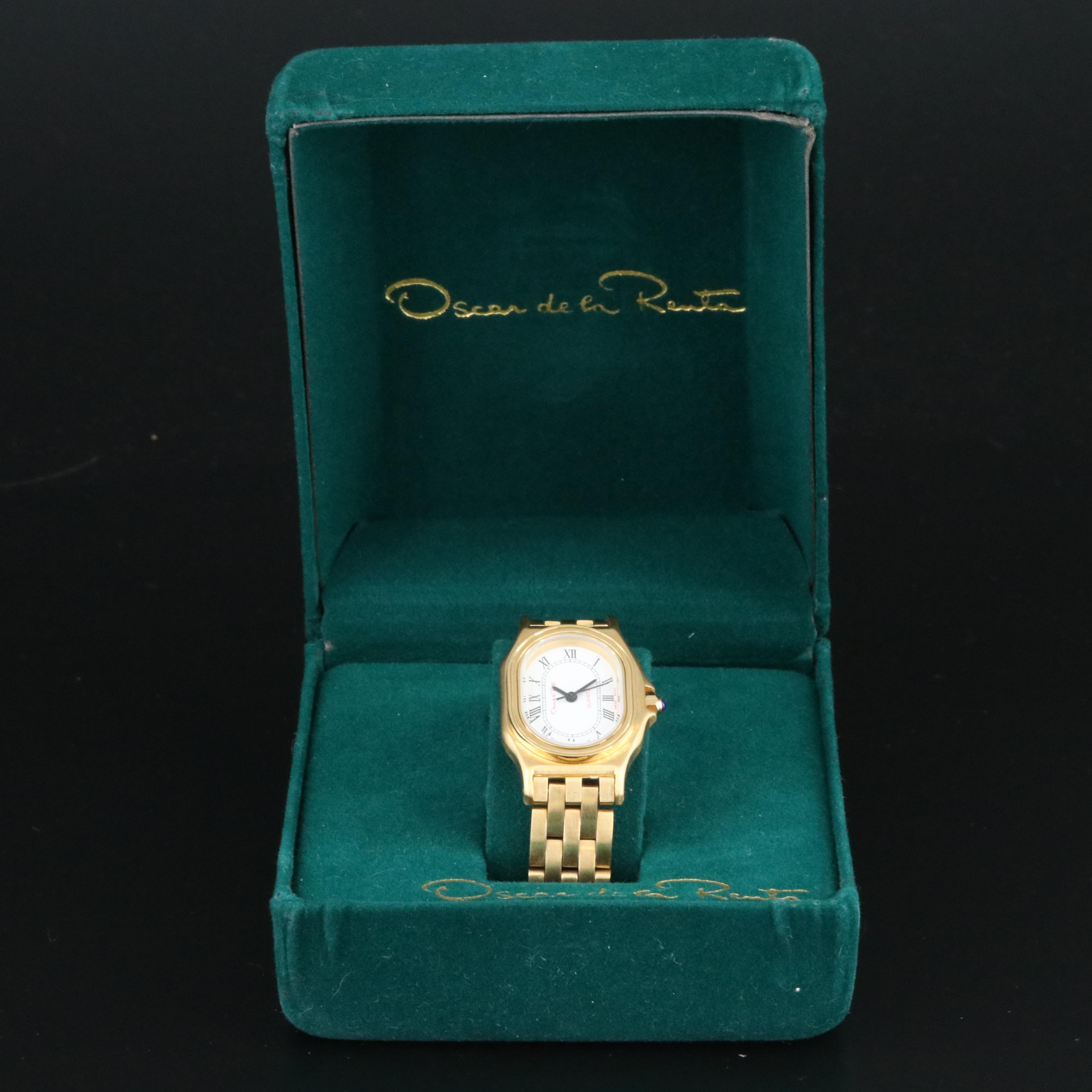 Oscar de la Renta Roman Numeral Gold-Tone Steel Quartz Watch