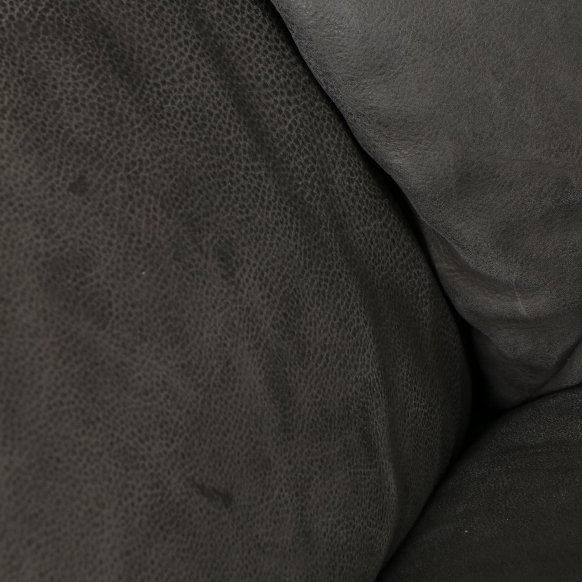 Arhaus "Deacon" Graphite Leather Swivel Chair and Ottoman, 2022