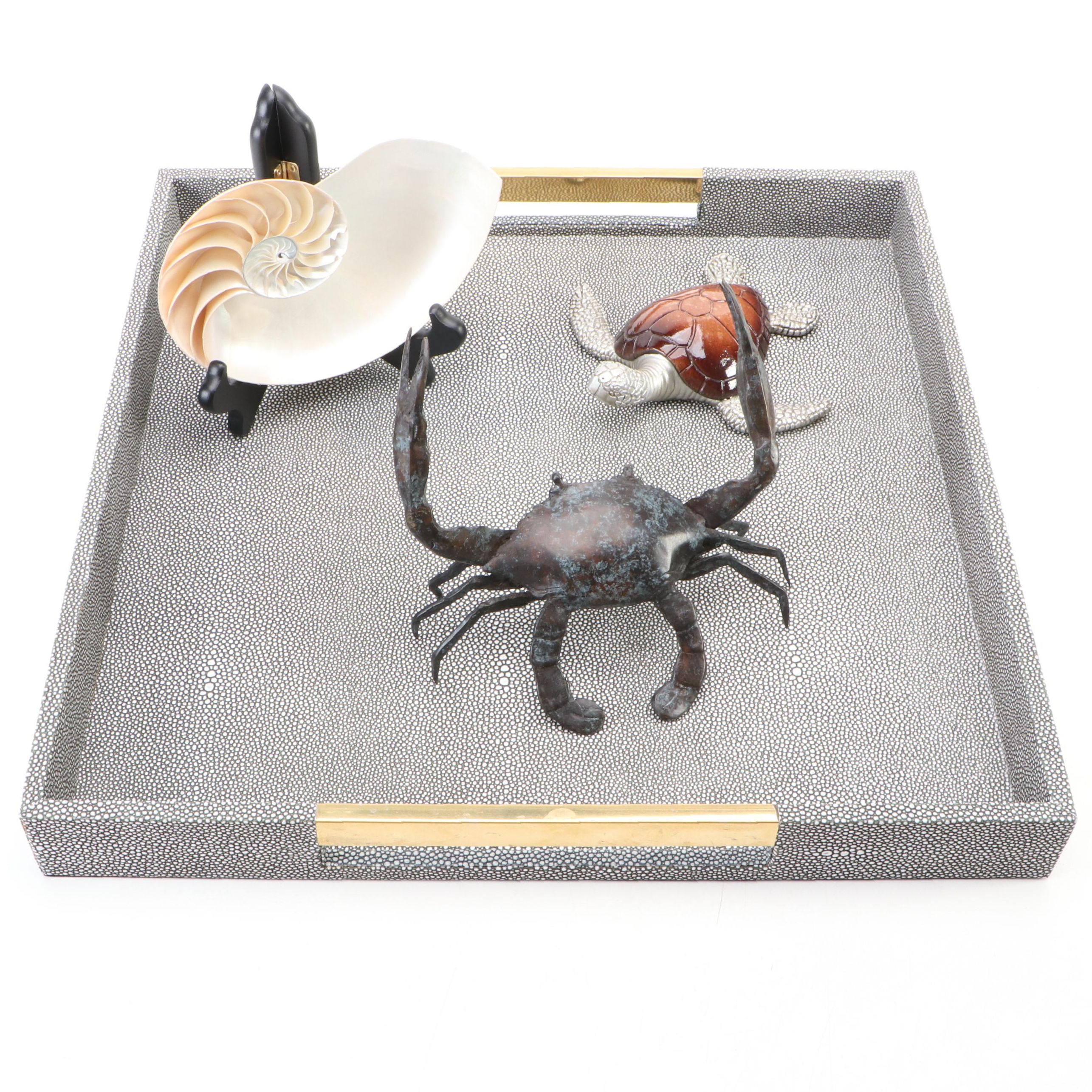 American Atelier Tray with Sea Creature Figurines
