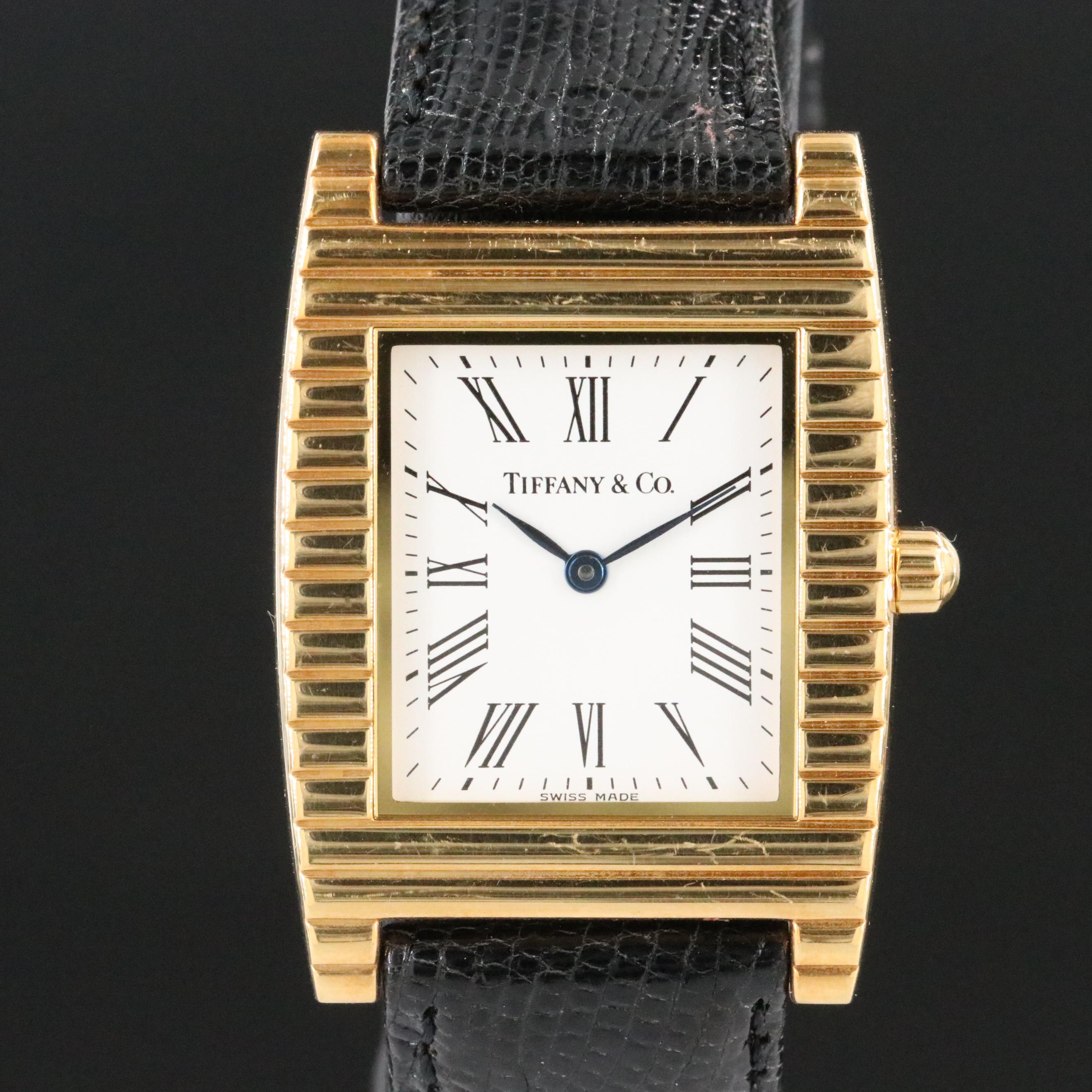 Tiffany & Co. 18K Gold White Dial Roman Numeral 27mm Quartz Watch