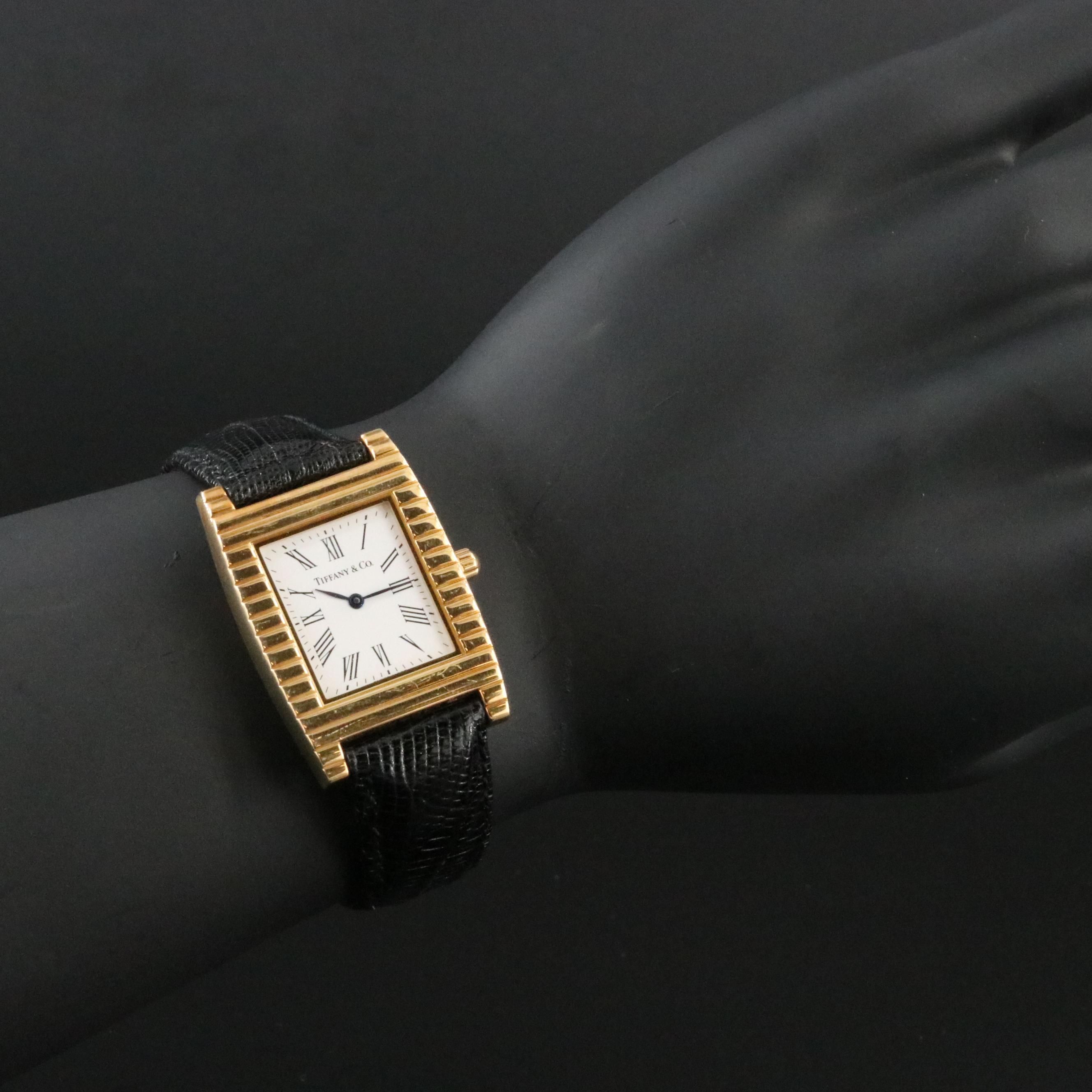 Tiffany & Co. 18K Gold White Dial Roman Numeral 27mm Quartz Watch