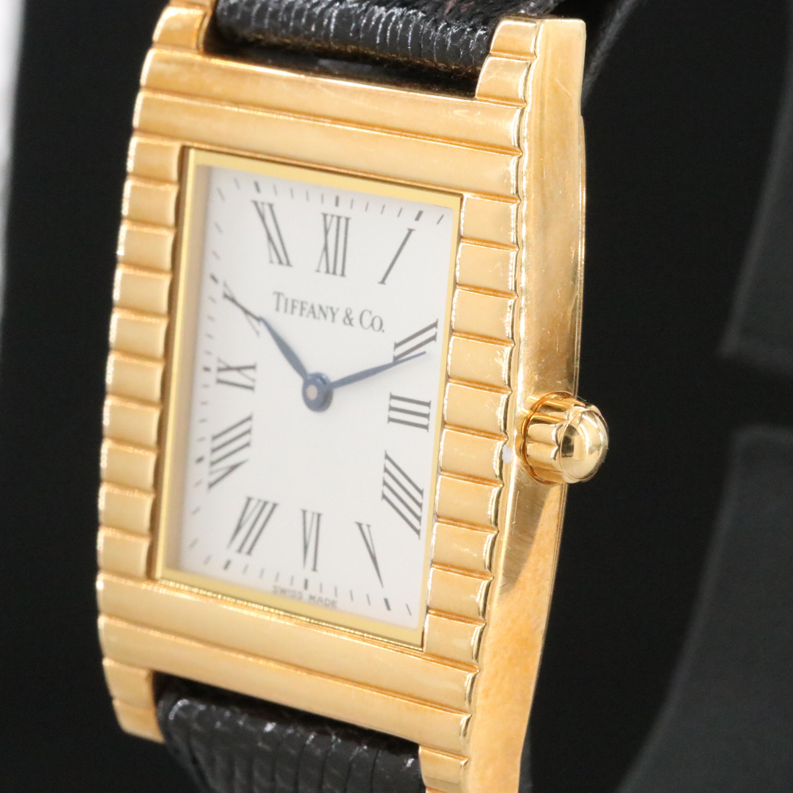 Tiffany & Co. 18K Gold White Dial Roman Numeral 27mm Quartz Watch