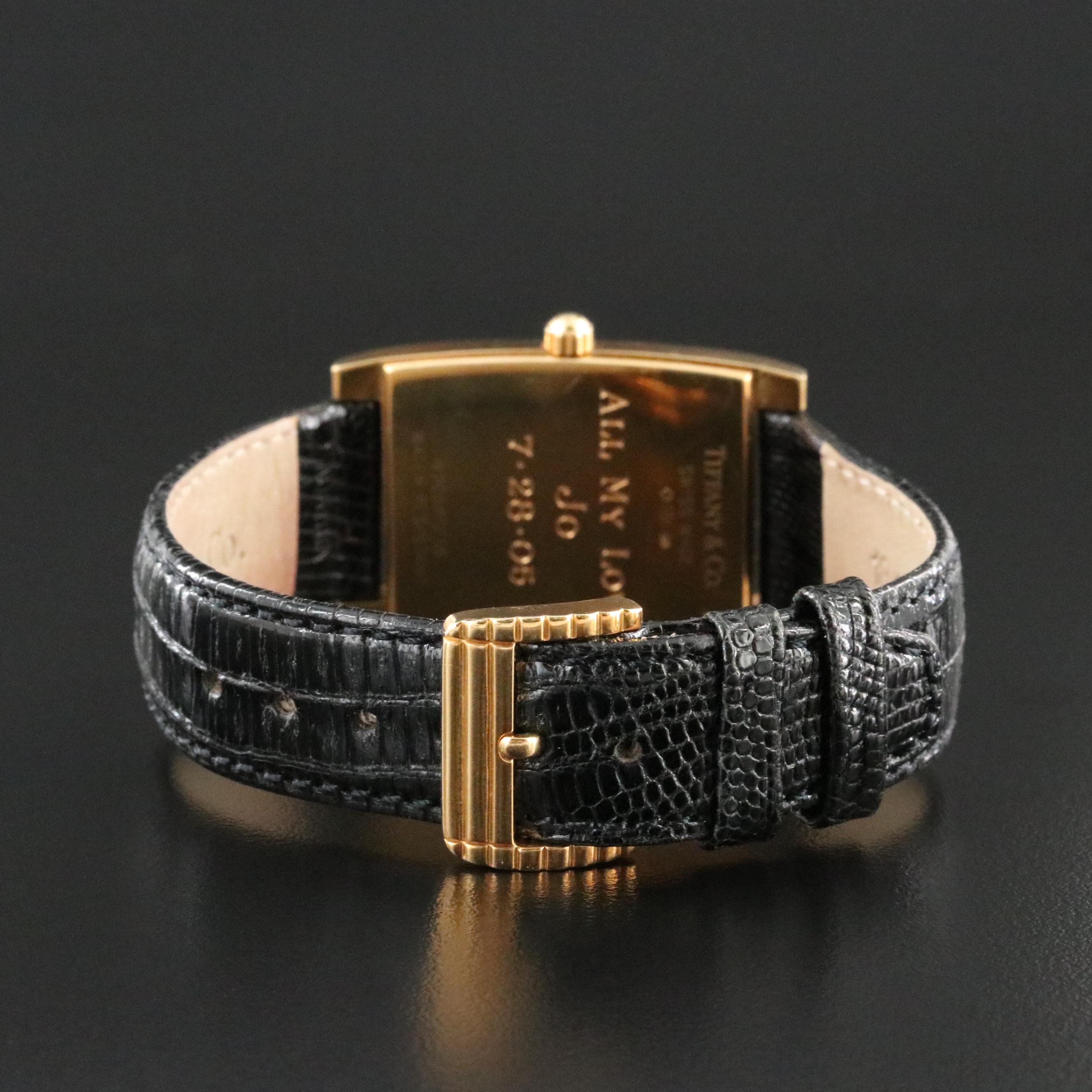 Tiffany & Co. 18K Gold White Dial Roman Numeral 27mm Quartz Watch