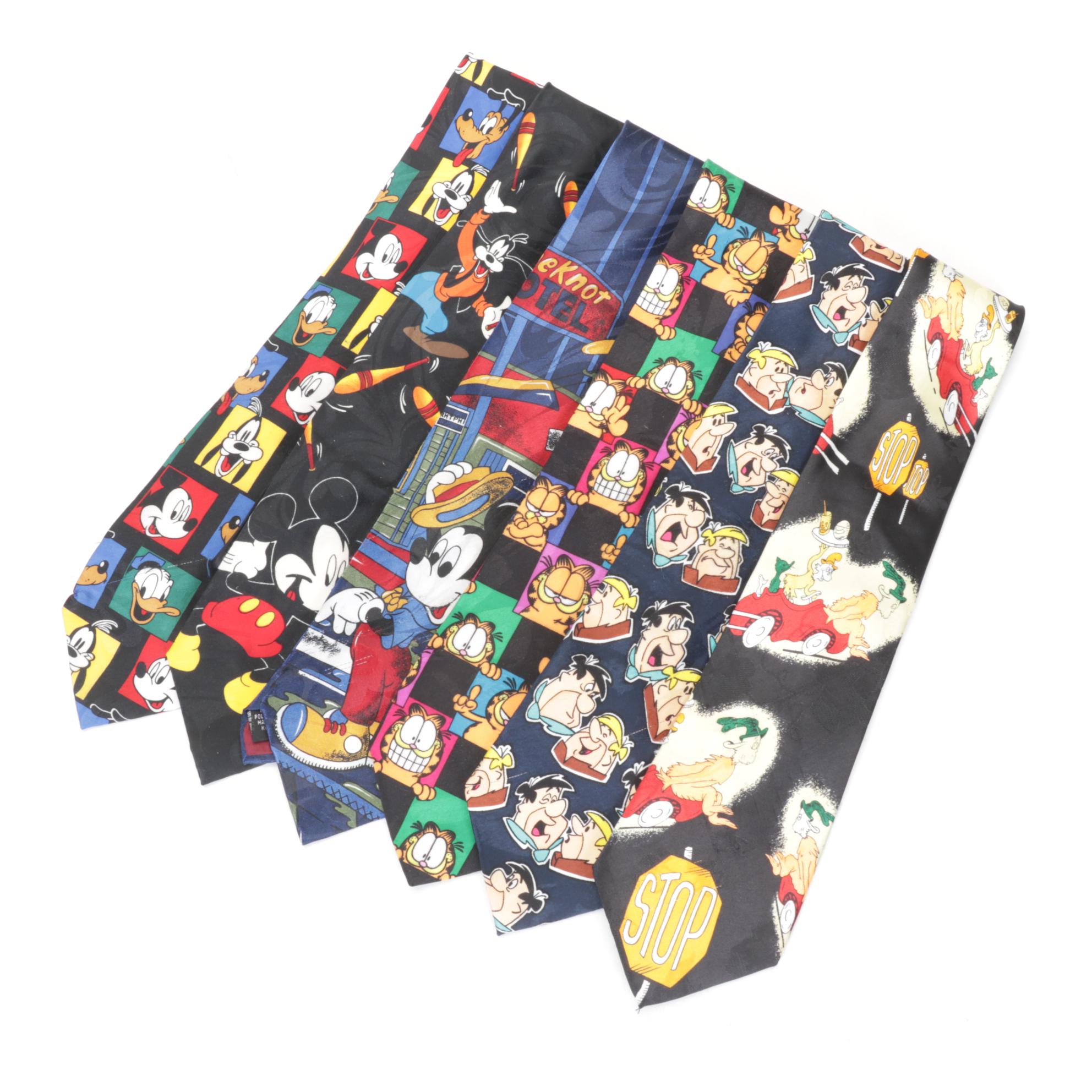 Walt Disney Mickey Mouse & Friends with Garfield, Flintstones & Dr. Seuss Ties