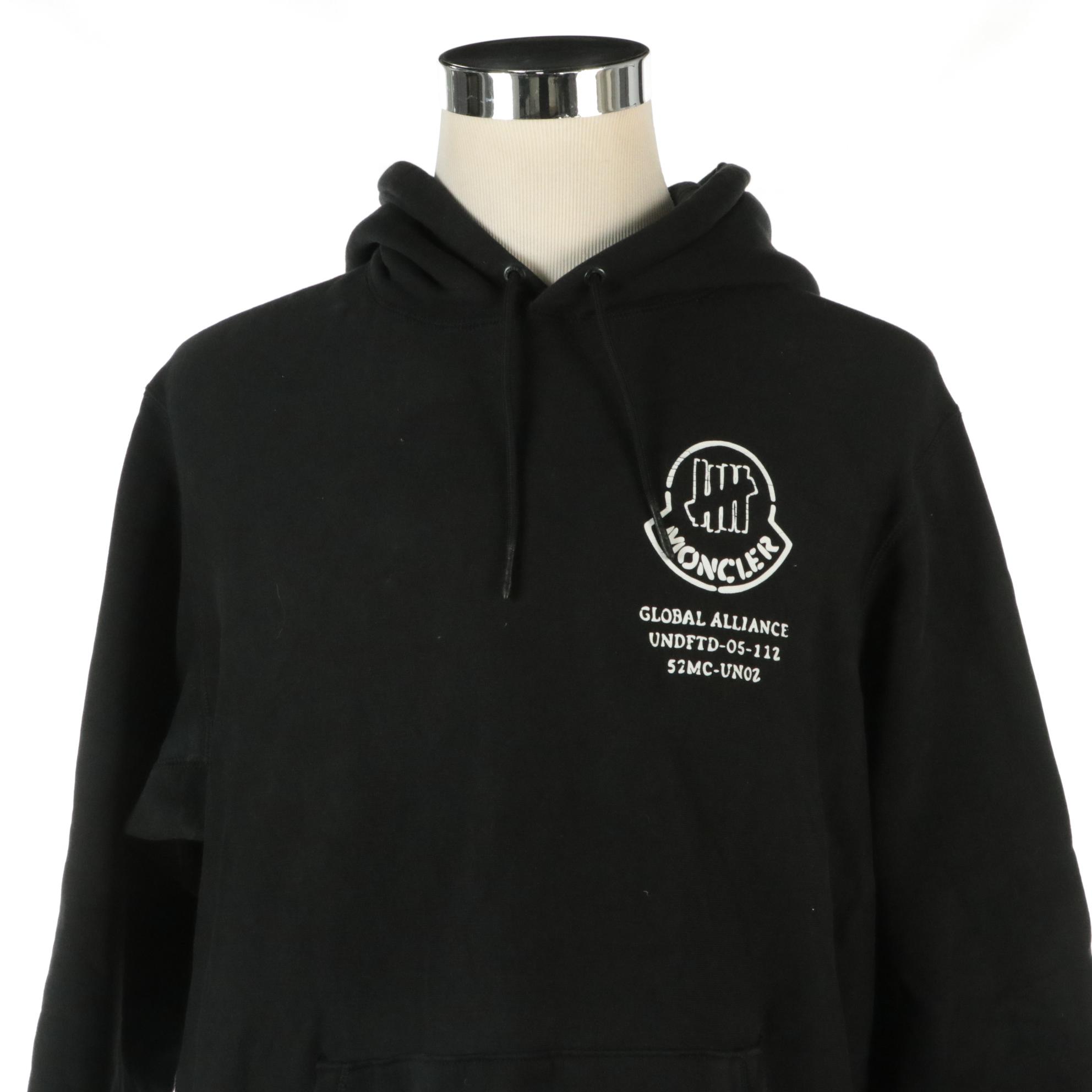 Men's Moncler Genius x Undefeated 2 Moncler 1952 Black Cotton Logo Hoodie