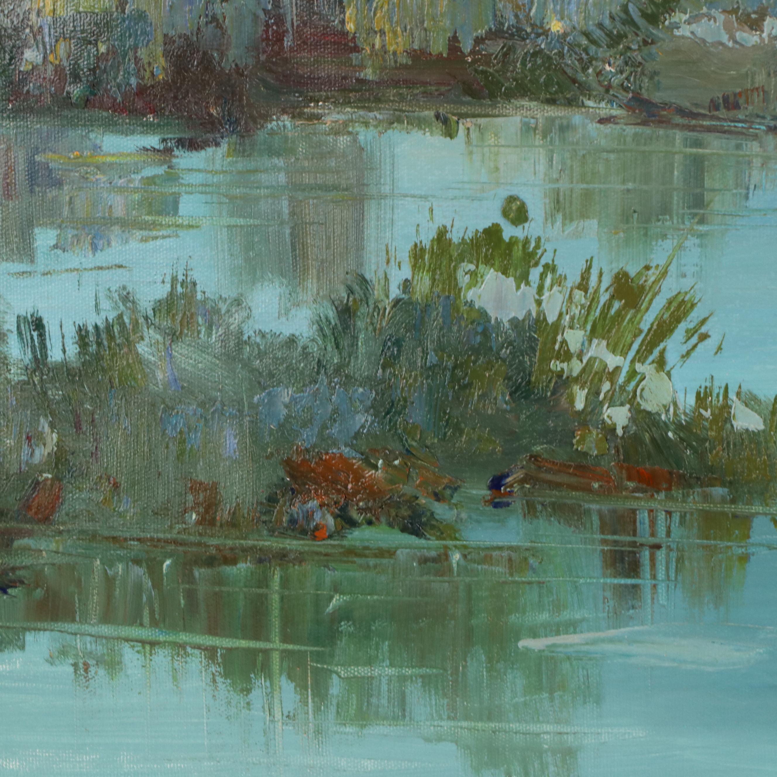 Marsh Landscape Oil Painting, 21st Century
