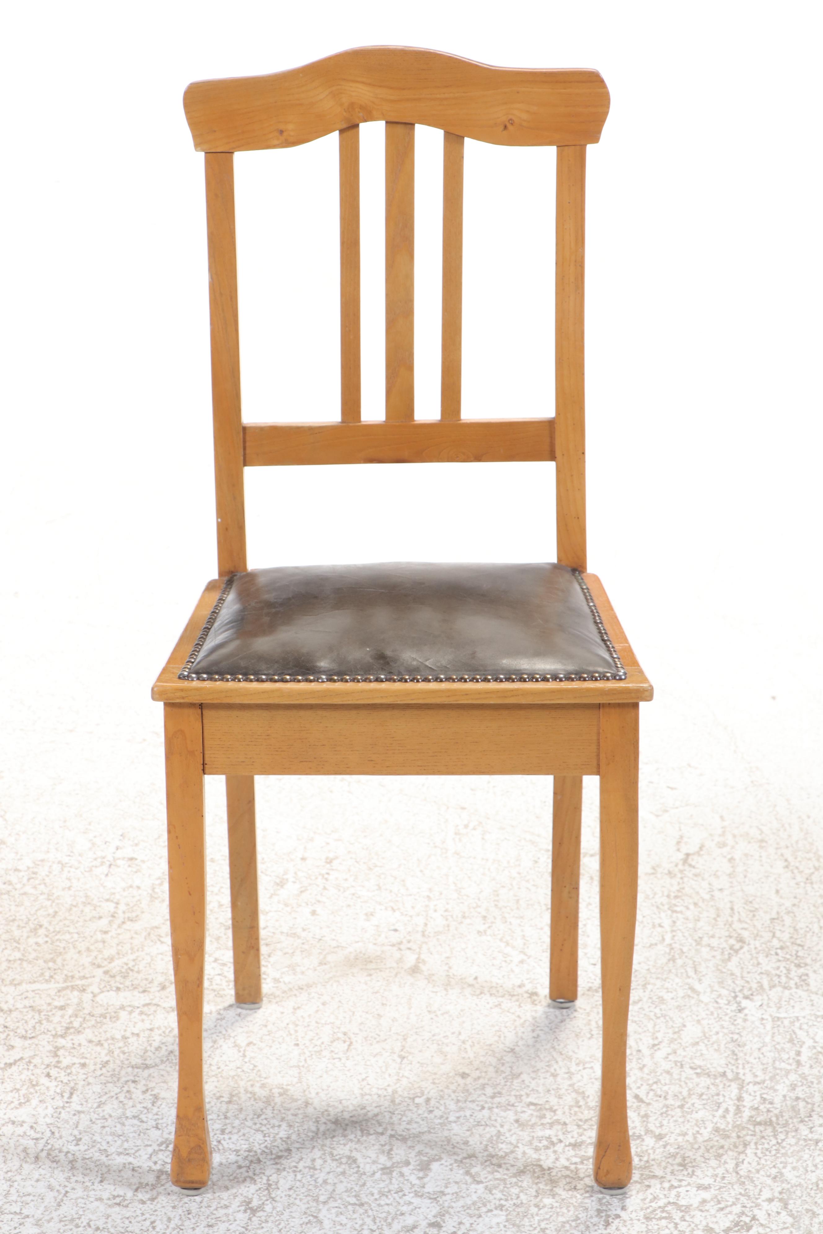 Four Arts and Crafts Chestnut Side Chairs Plus Willett Maple Draw-Leaf Table