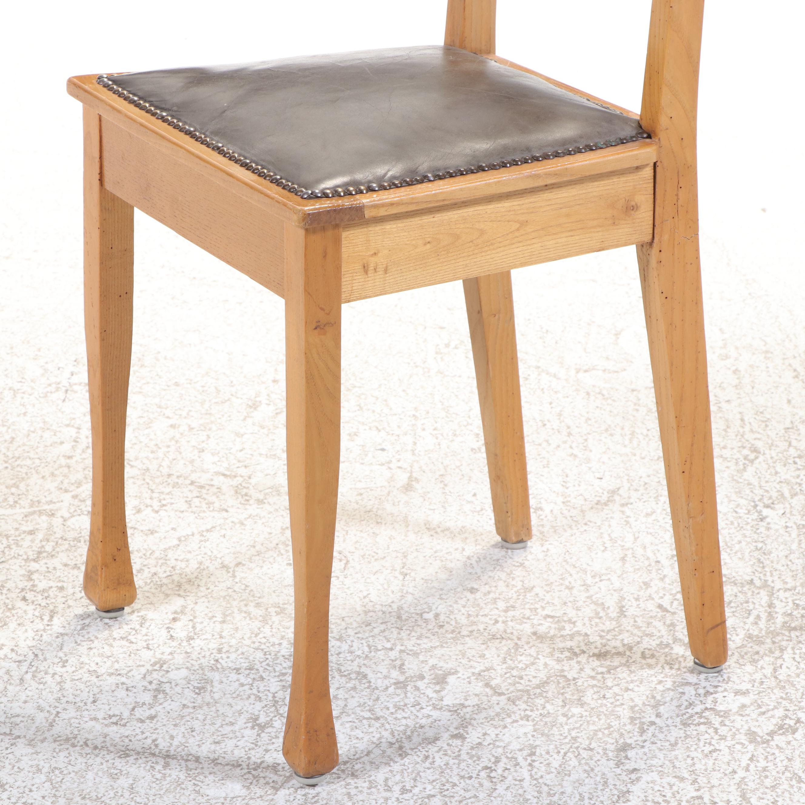 Four Arts and Crafts Chestnut Side Chairs Plus Willett Maple Draw-Leaf Table