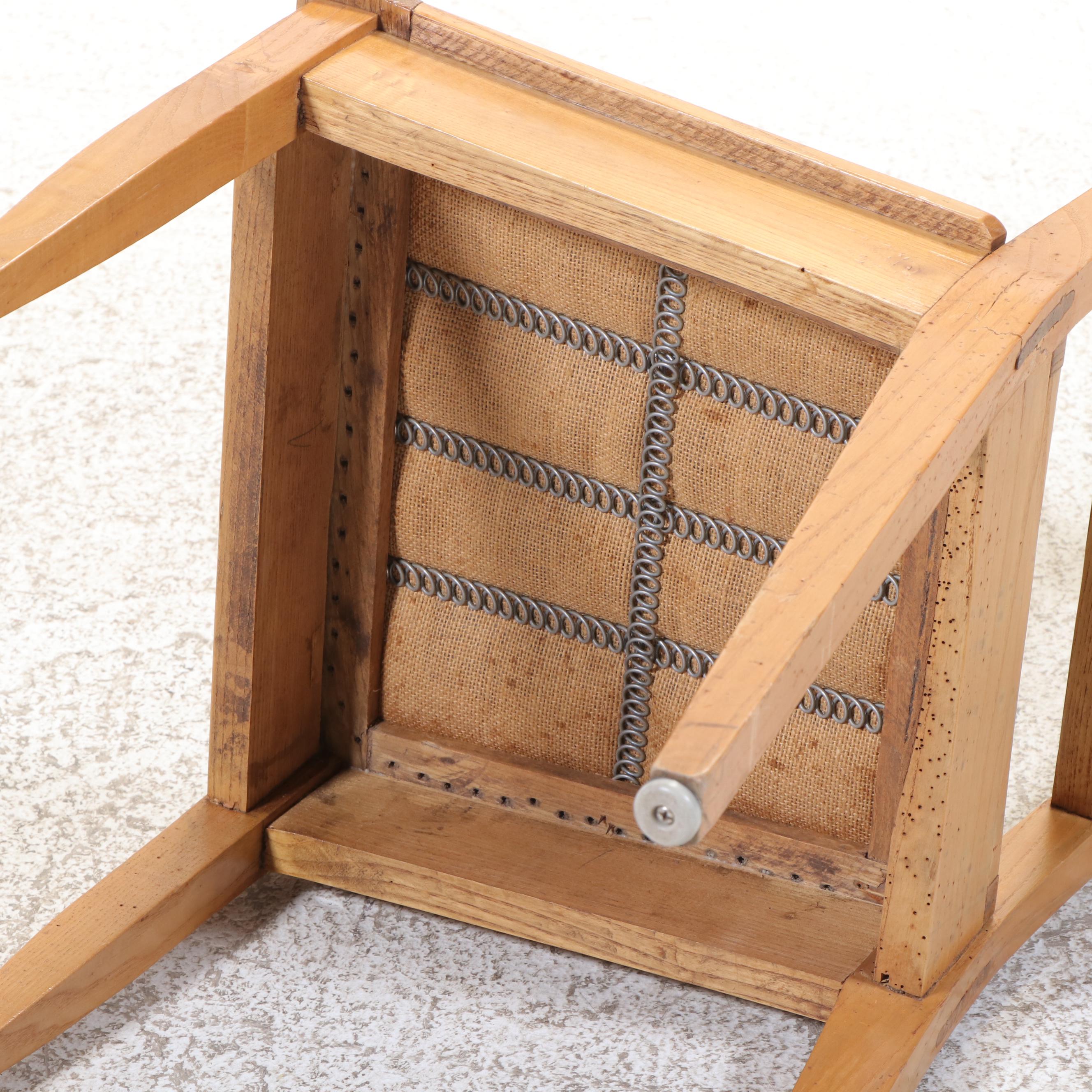 Four Arts and Crafts Chestnut Side Chairs Plus Willett Maple Draw-Leaf Table