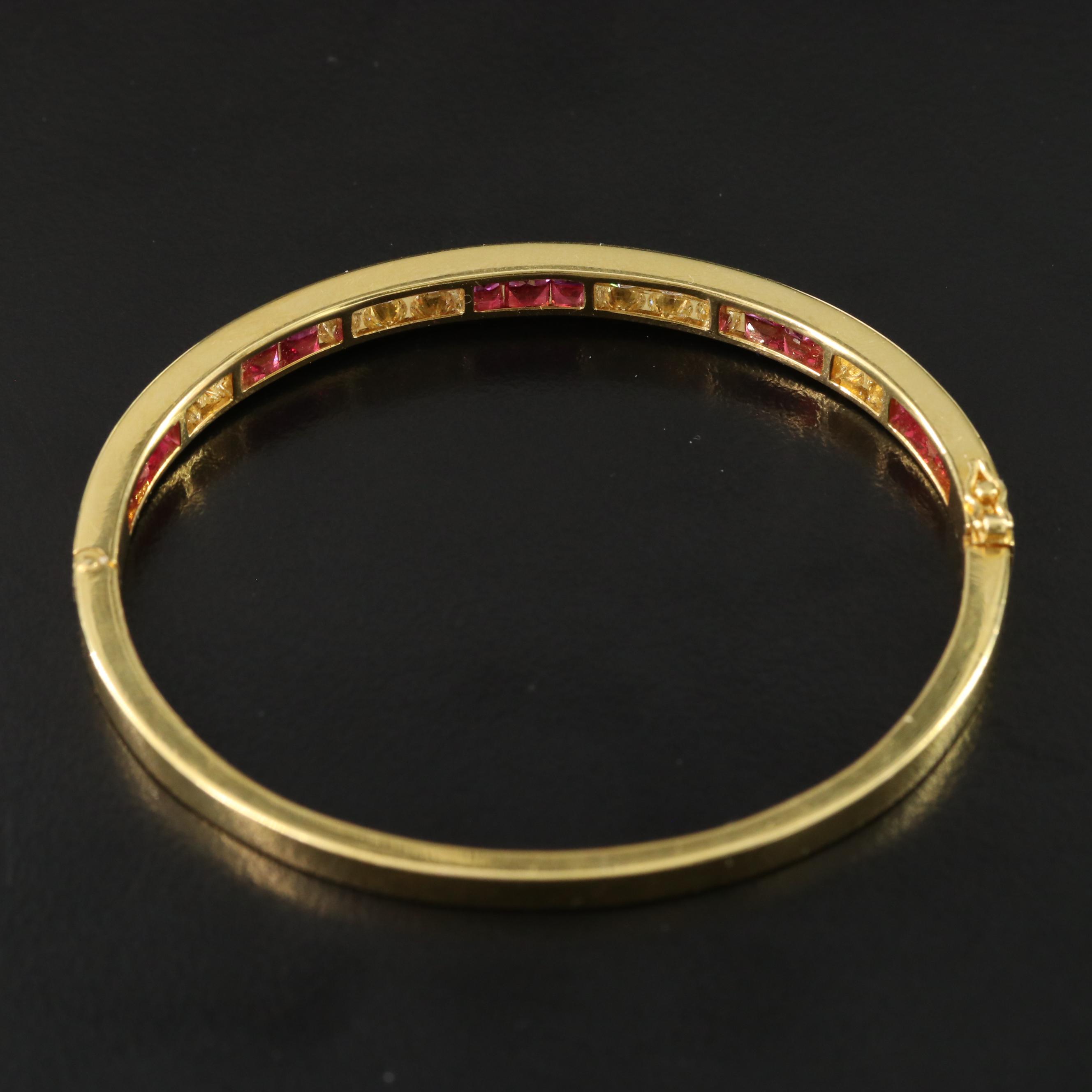 18K 1.20 CTW Diamond and Ruby Hinged Bangle Bracelet