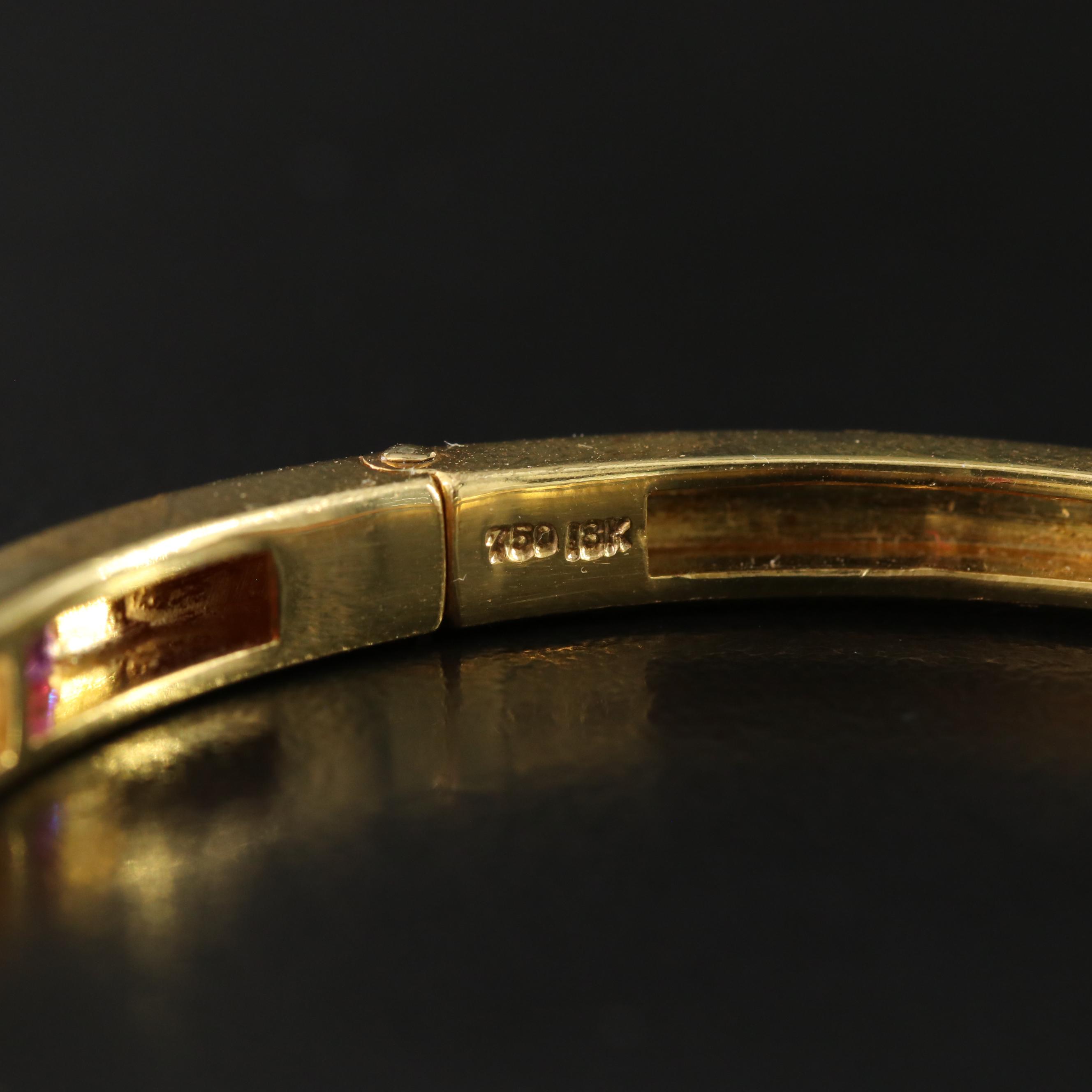 18K 1.20 CTW Diamond and Ruby Hinged Bangle Bracelet