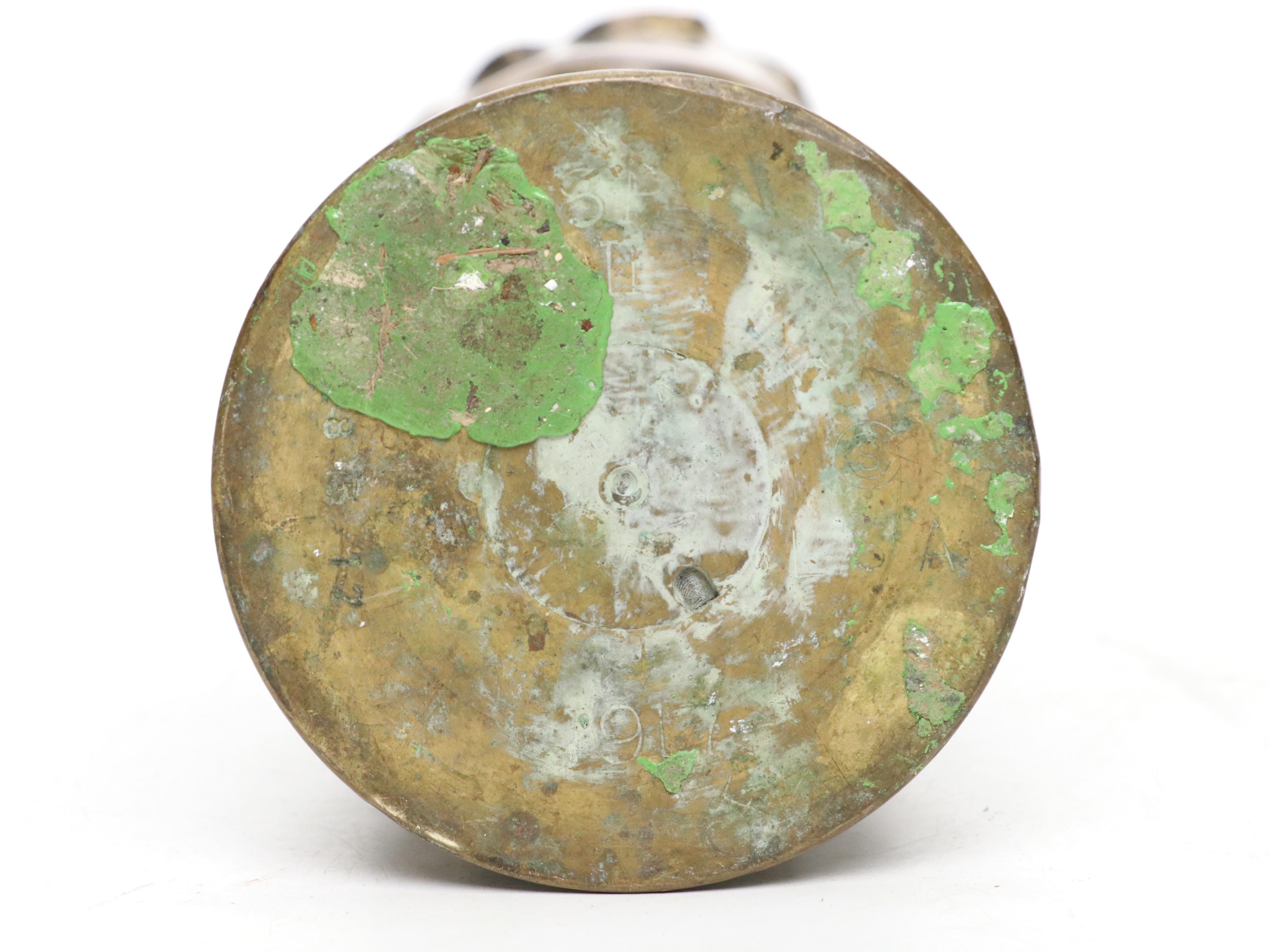 WWI Verdun Hammered Brass Artillery Shell Trench Art Vases, 1917