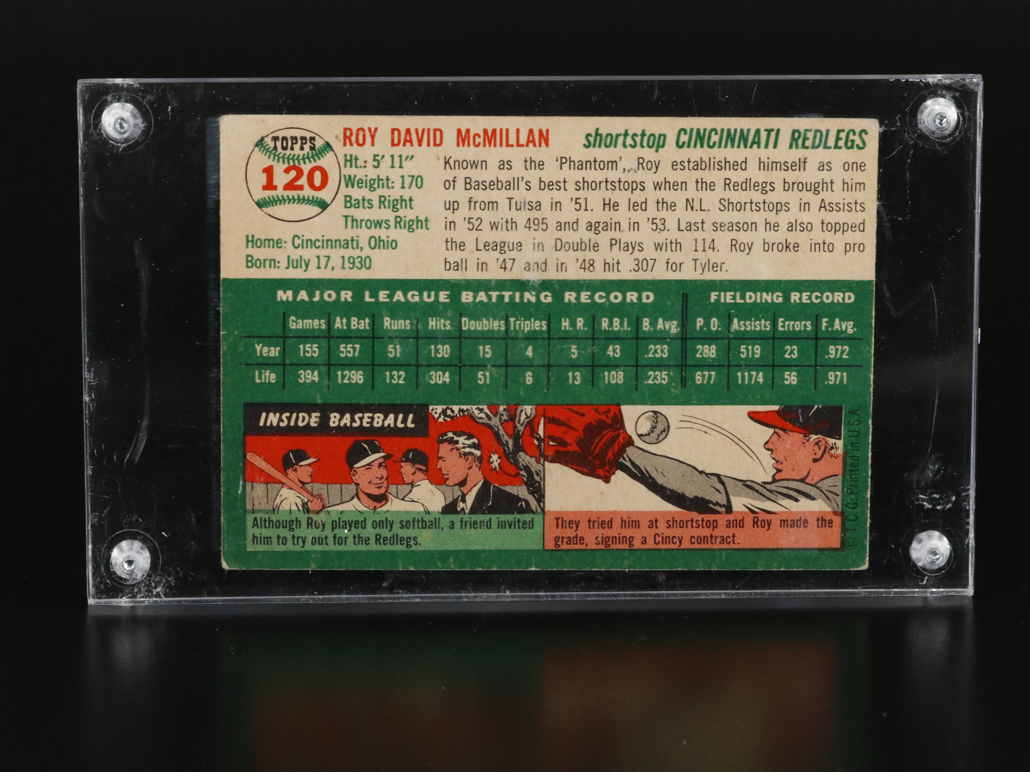 1954 Topps Roy McMillan Cincinnati Reds Baseball Card