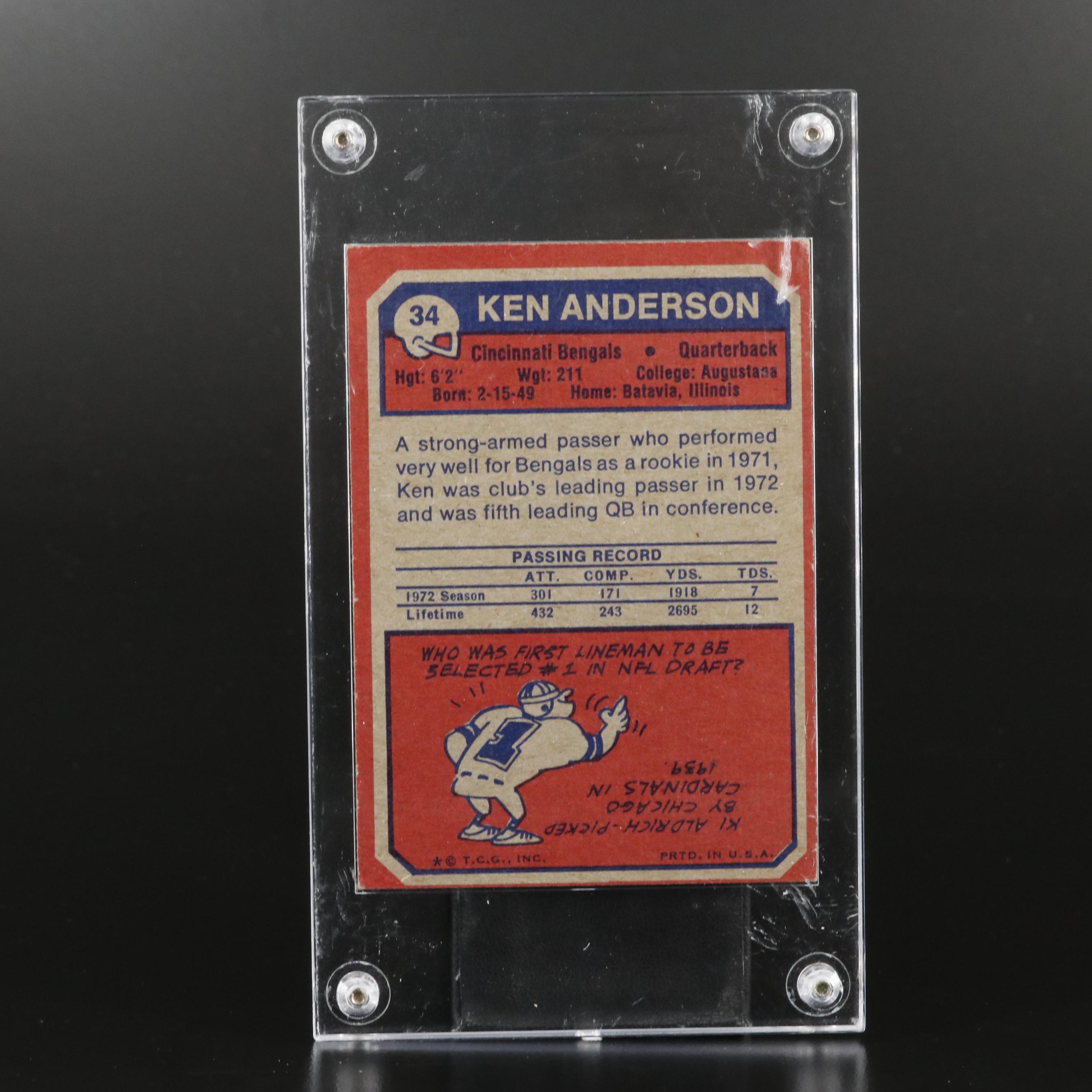 1973 Topps Ken Anderson Cincinnati Bengals Rookie Football Card