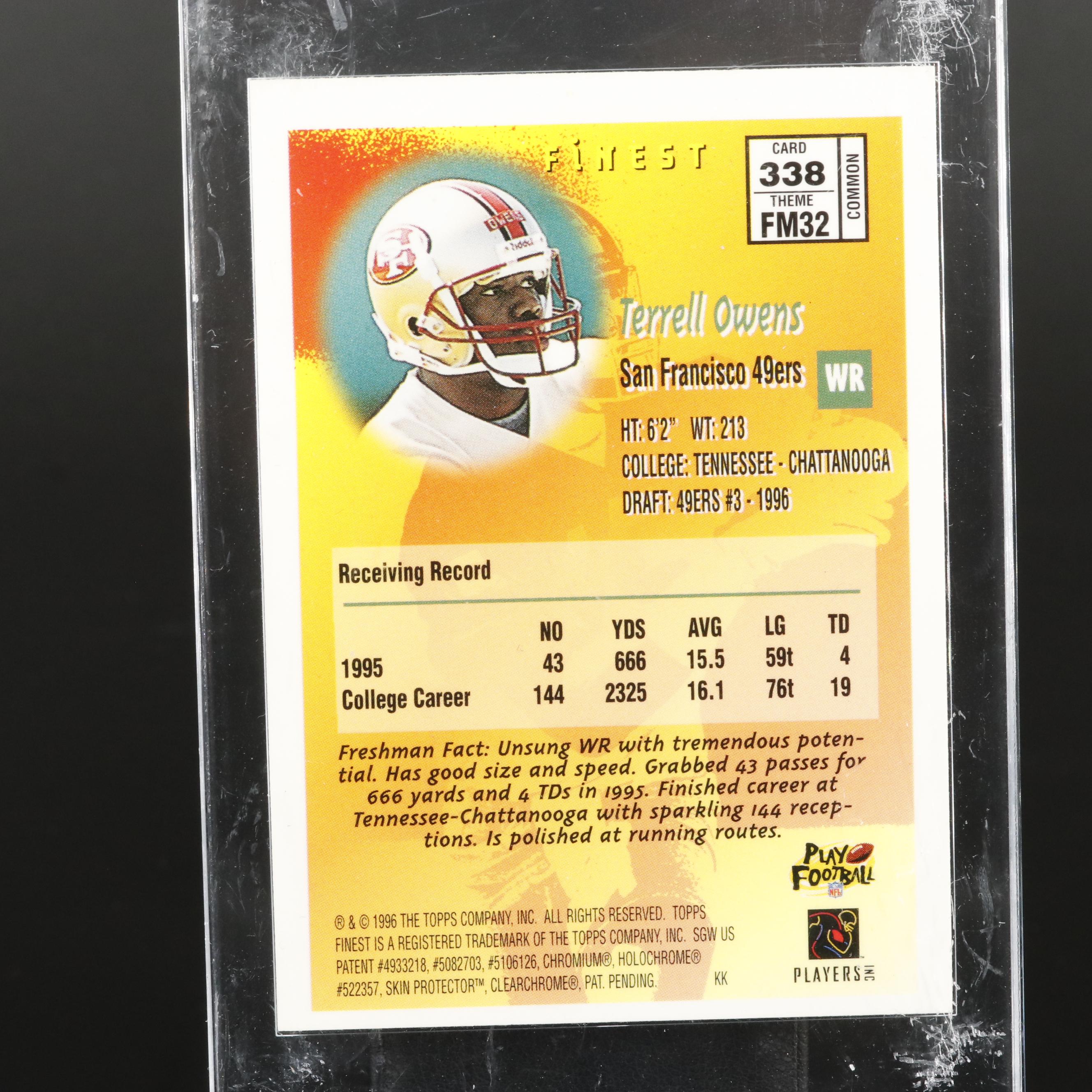 1996 Topps Finest Terrell Owens San Francisco 49ers Rookie Football Card