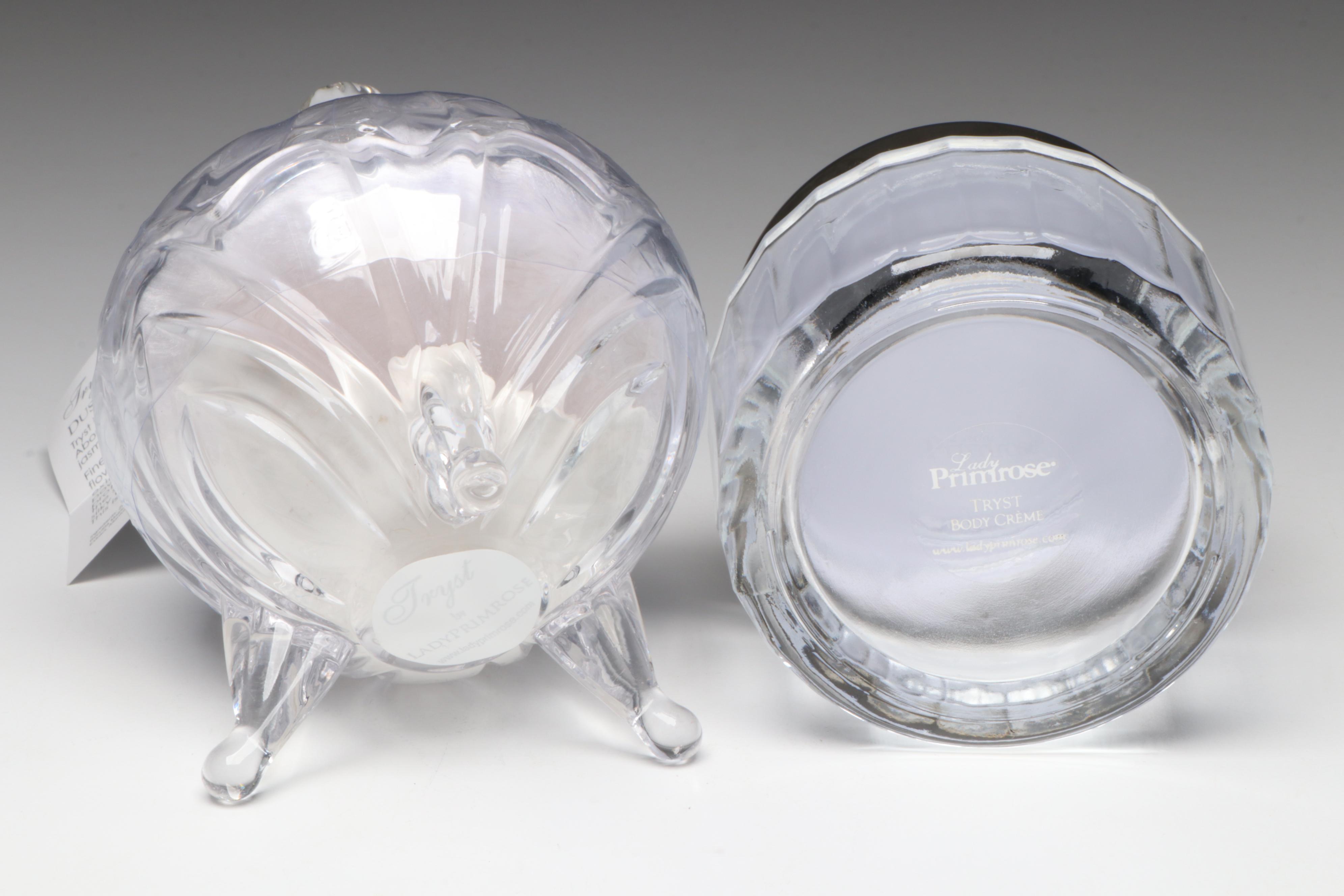 Lady Primrose "Tryst" Vanity Set and Tray with Art Glass Perfume Bottles