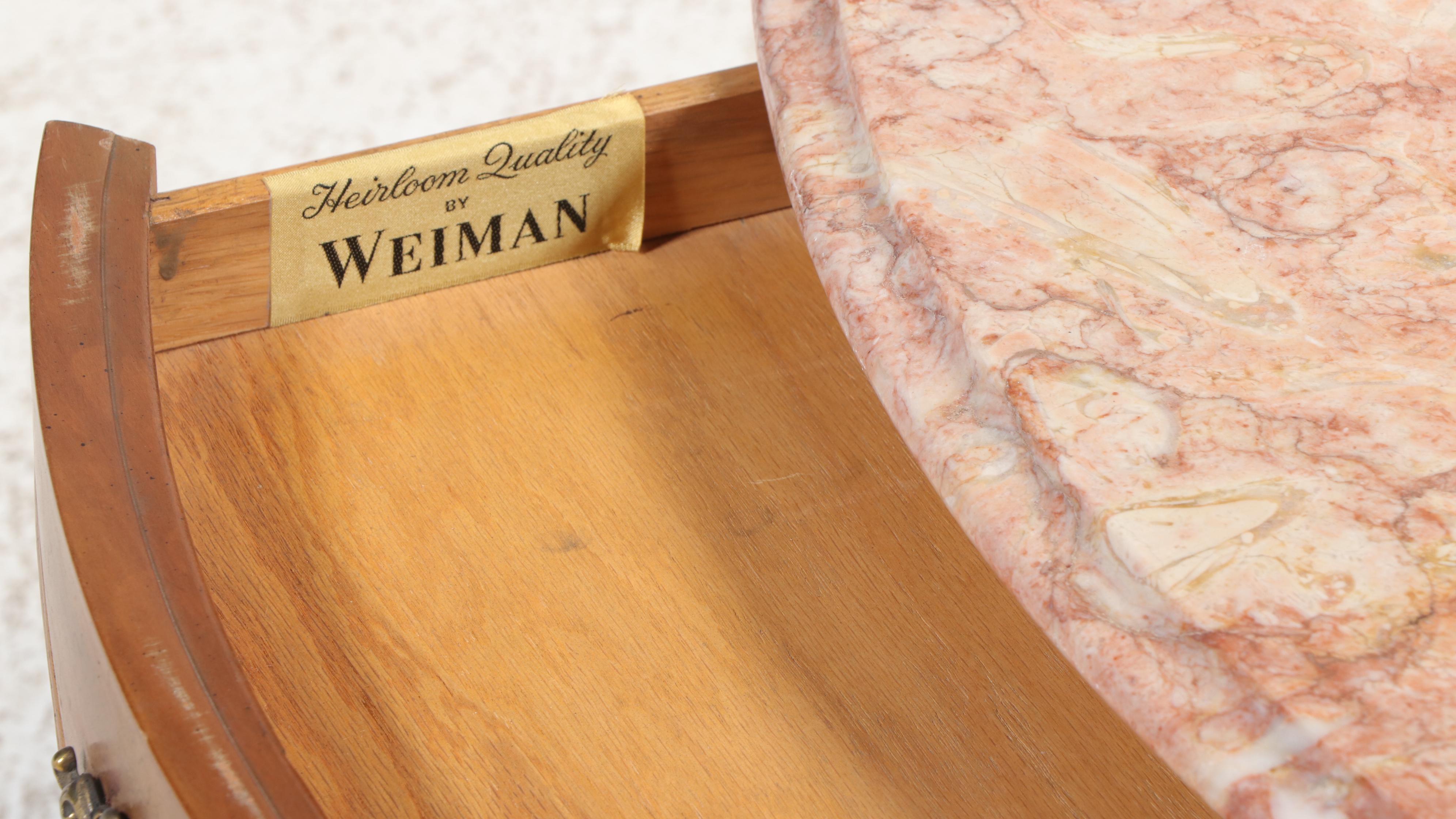 Weiman French Provincial Style Fruitwood-Stained and Marble Top Coffee Table