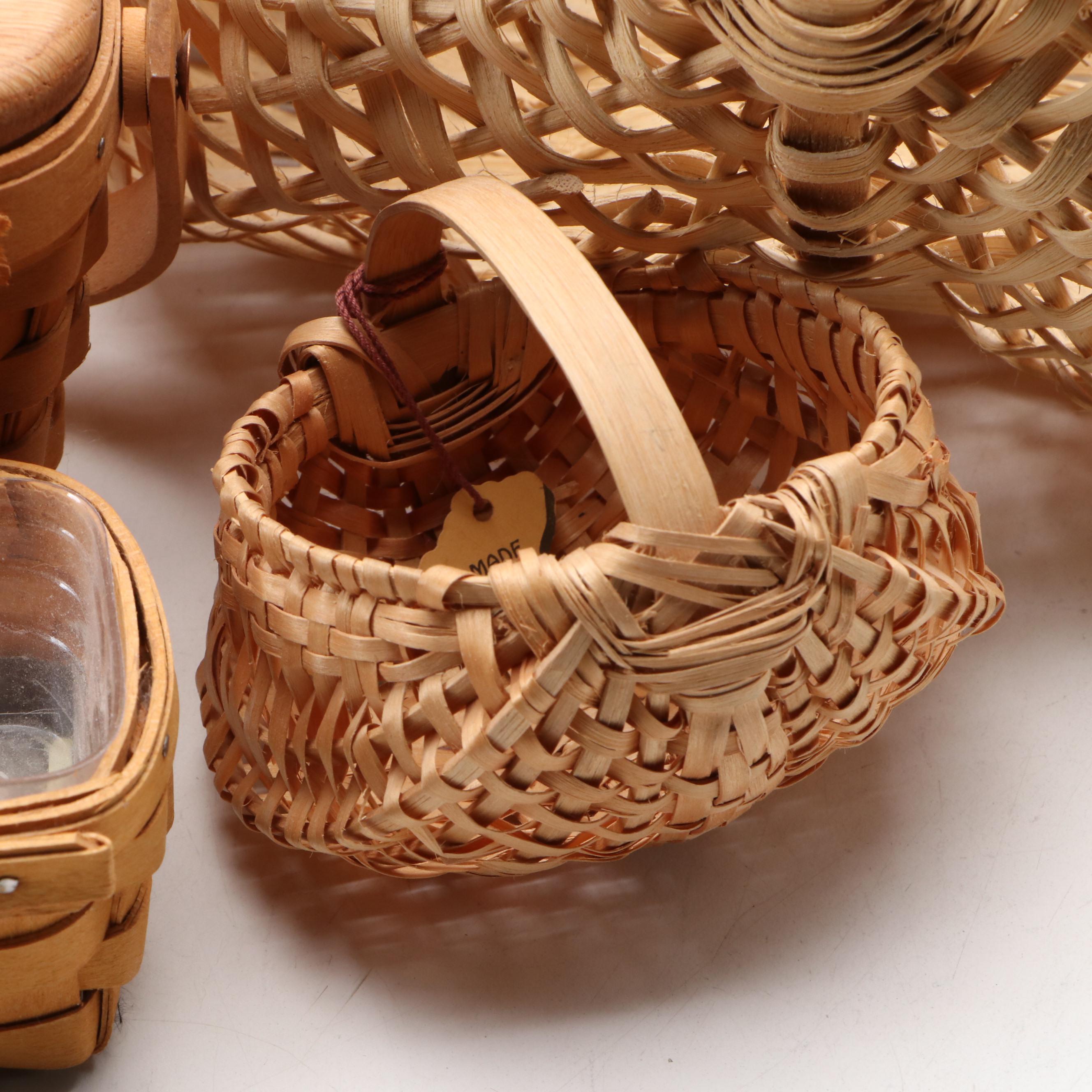 Longaberger Handmade Maple Baskets with Other Woven Baskets