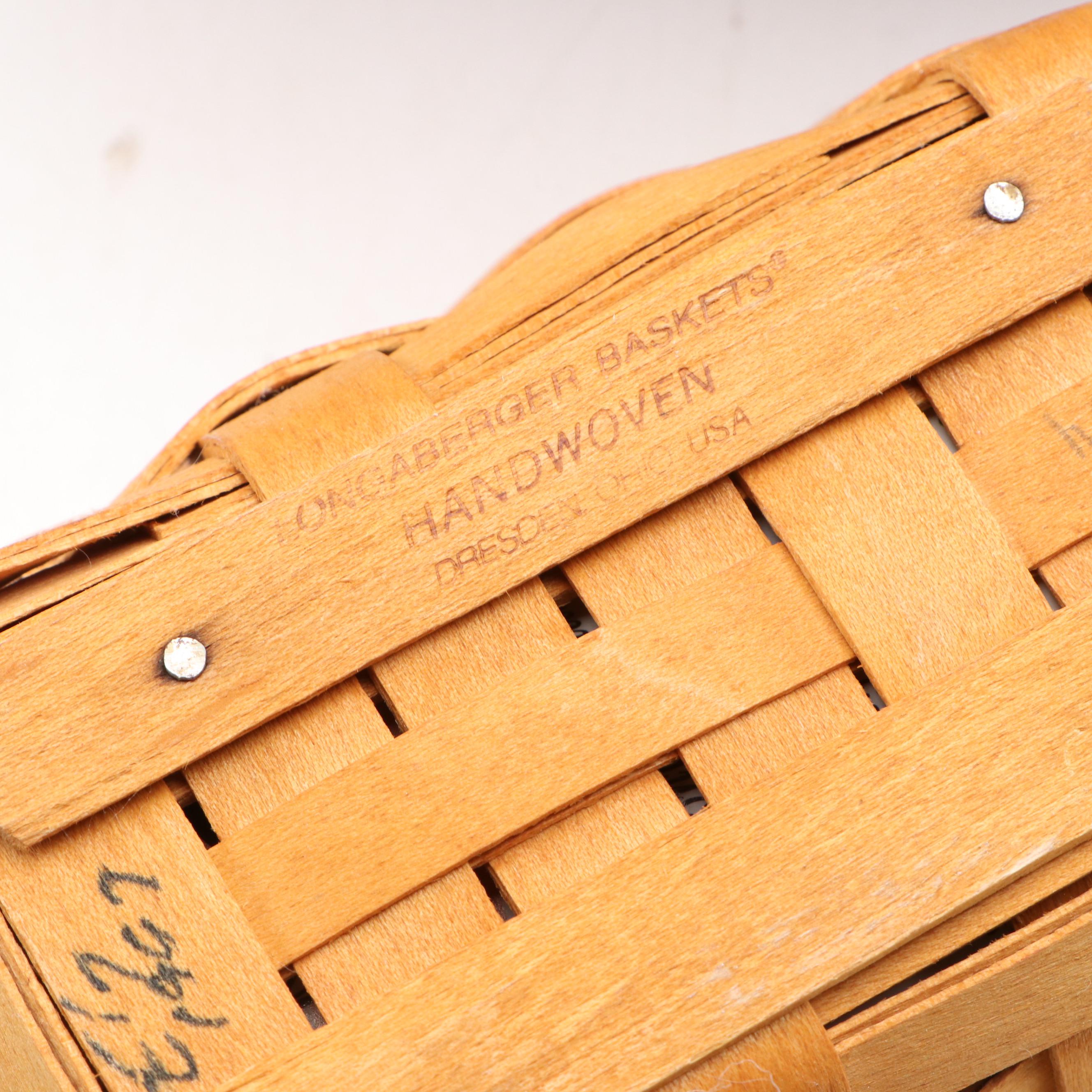 Longaberger Handmade Maple Baskets with Other Woven Baskets