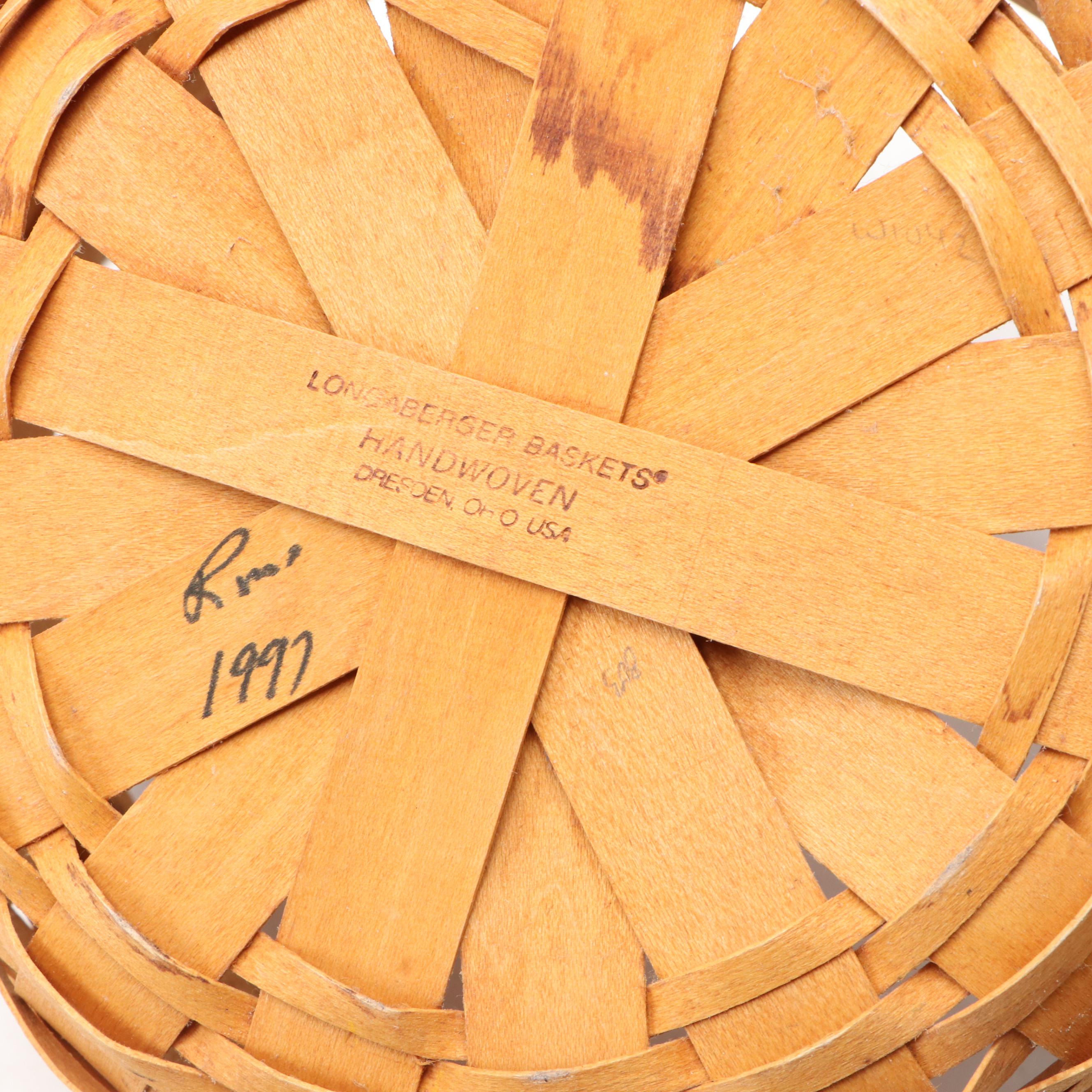 Longaberger Handmade Maple Baskets with Other Woven Baskets