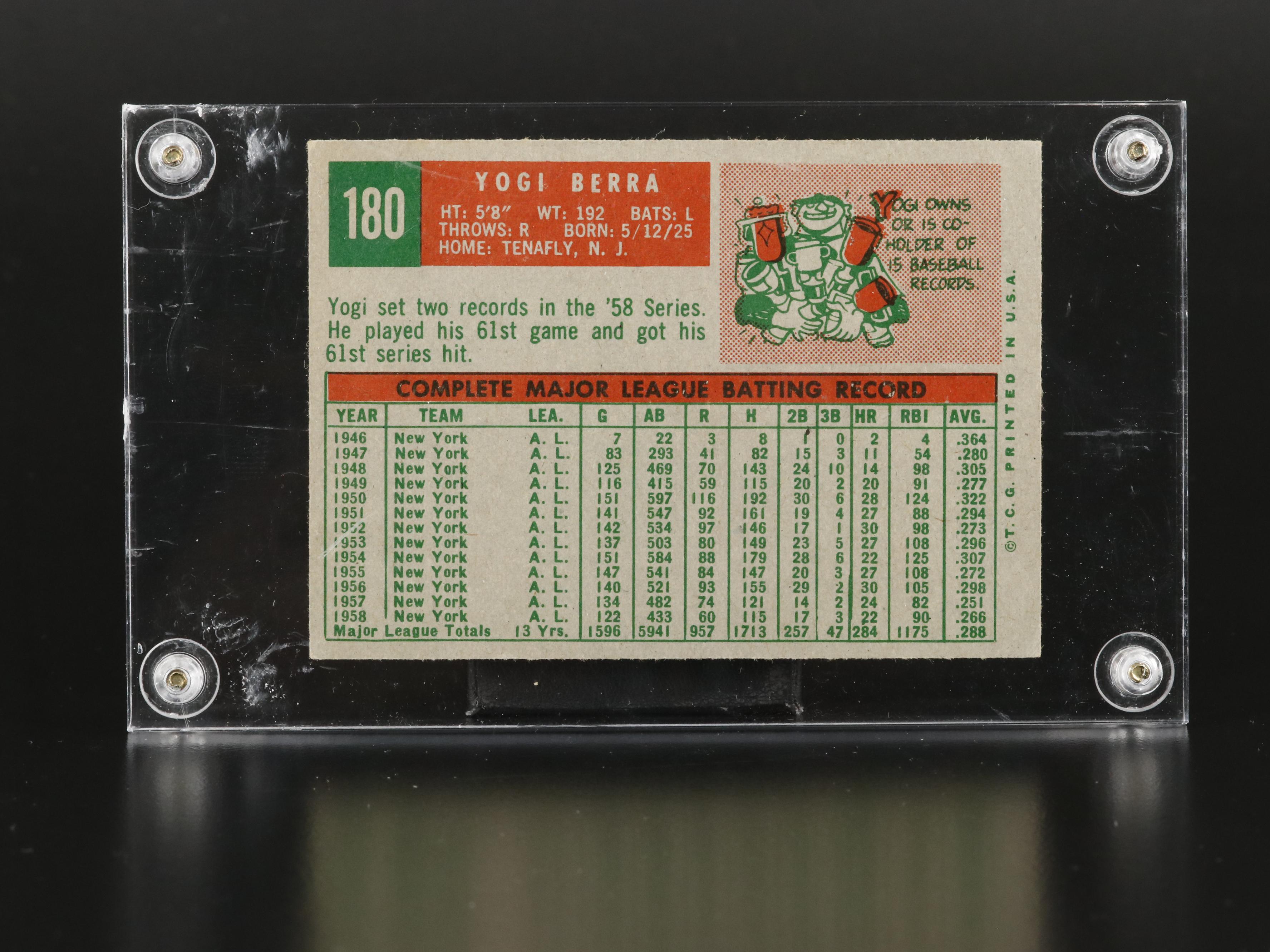 1959 Topps Yogi Berra New York Yankees Baseball Card