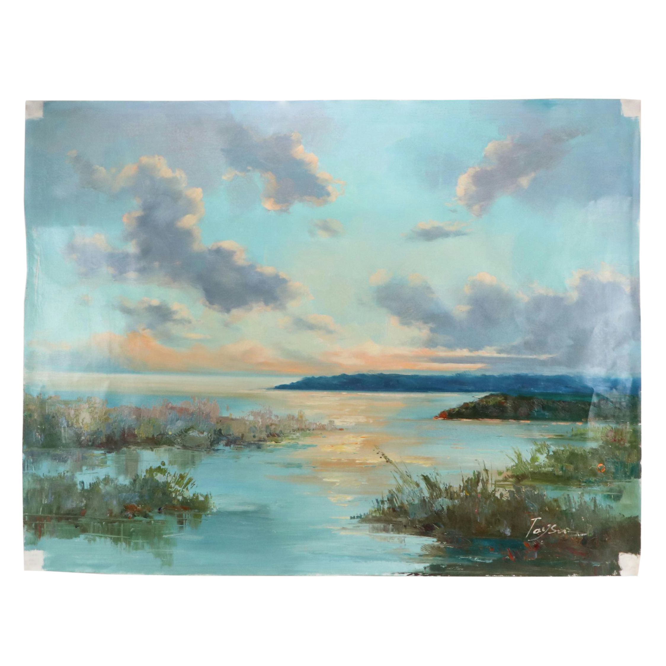 Marsh Landscape Oil Painting, 21st Century