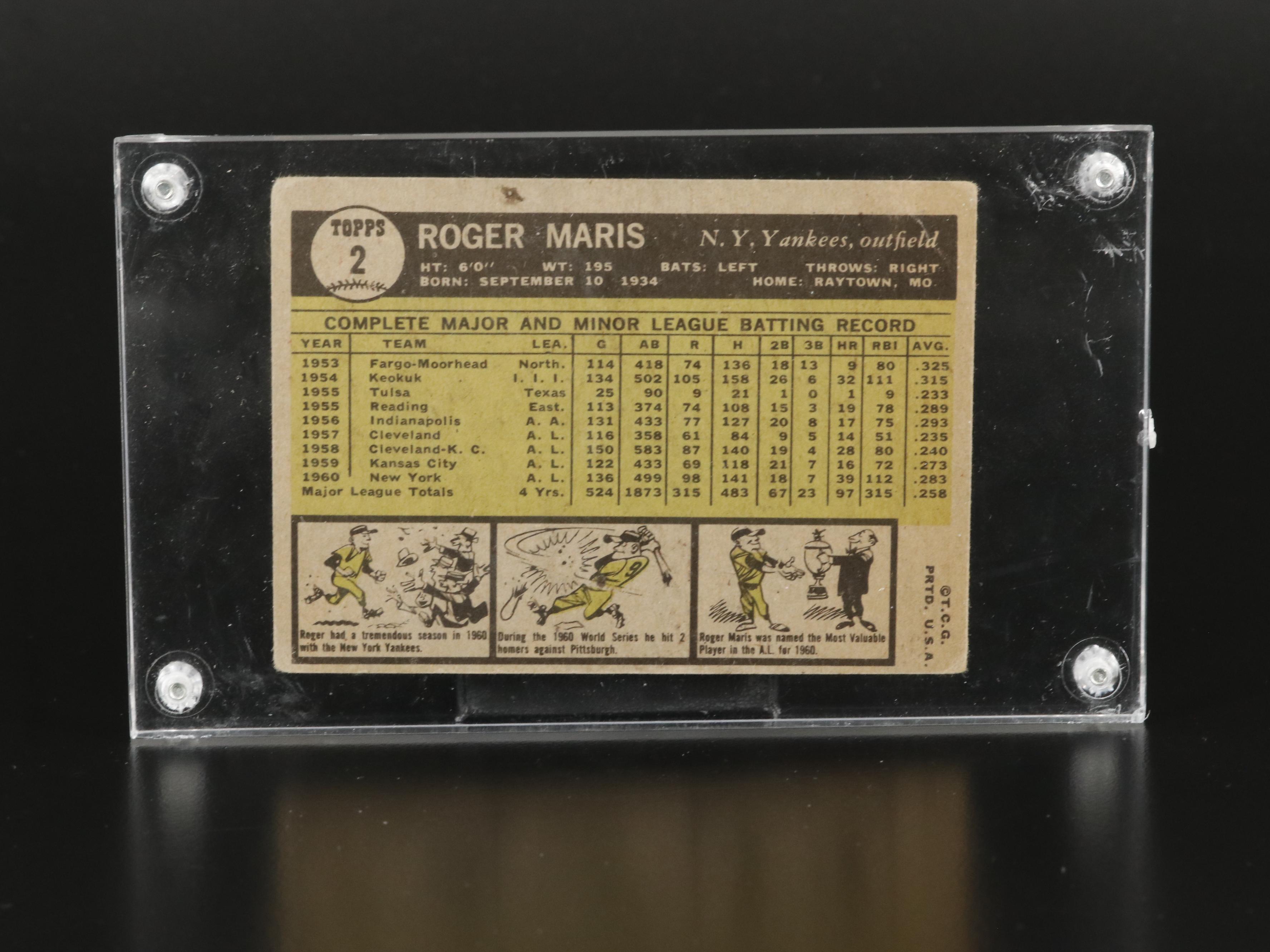 1961 Topps Roger Maris New York Yankees Baseball Card