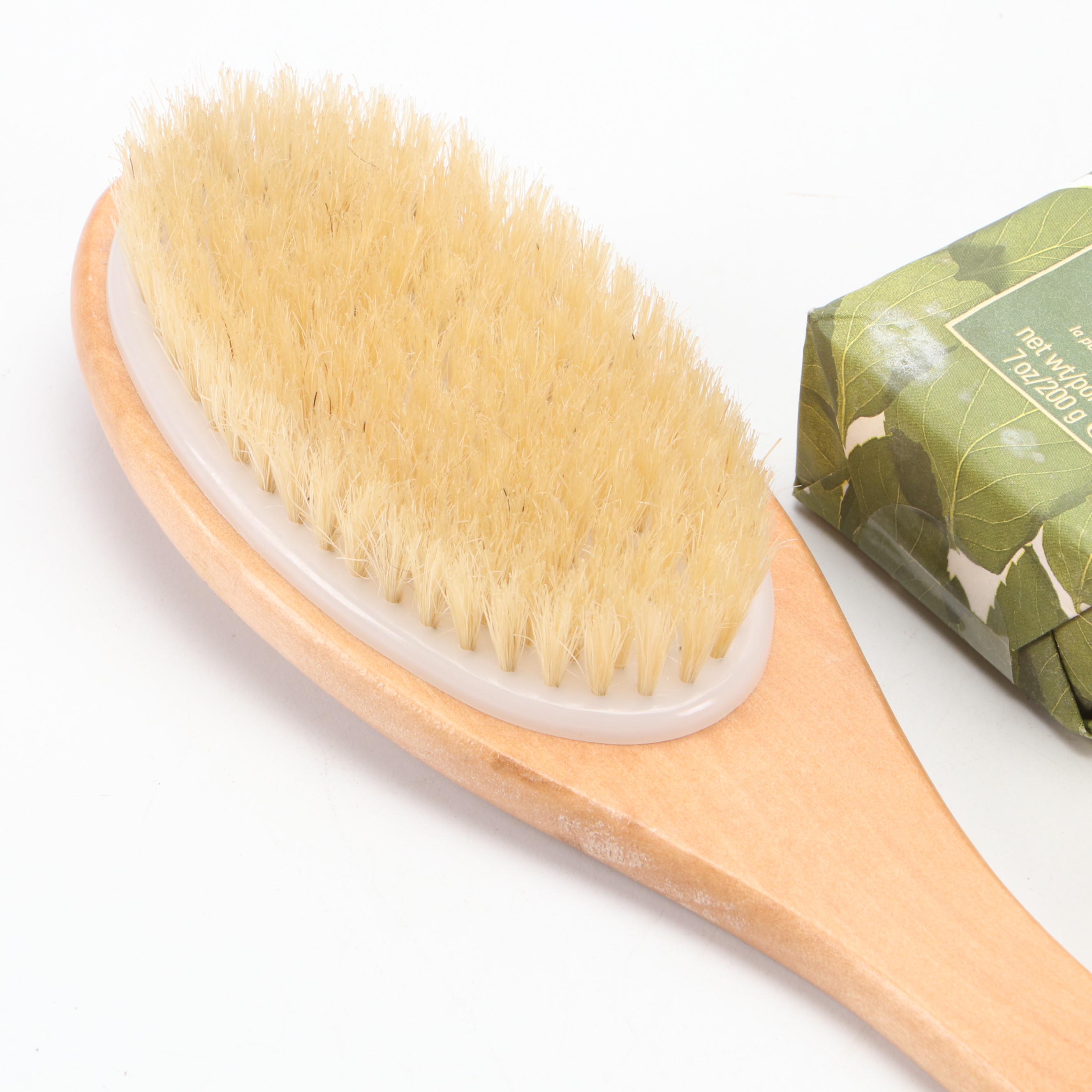 Tokyomilk and Aveda Soap Bars with Long Handle Wood Bath Brush