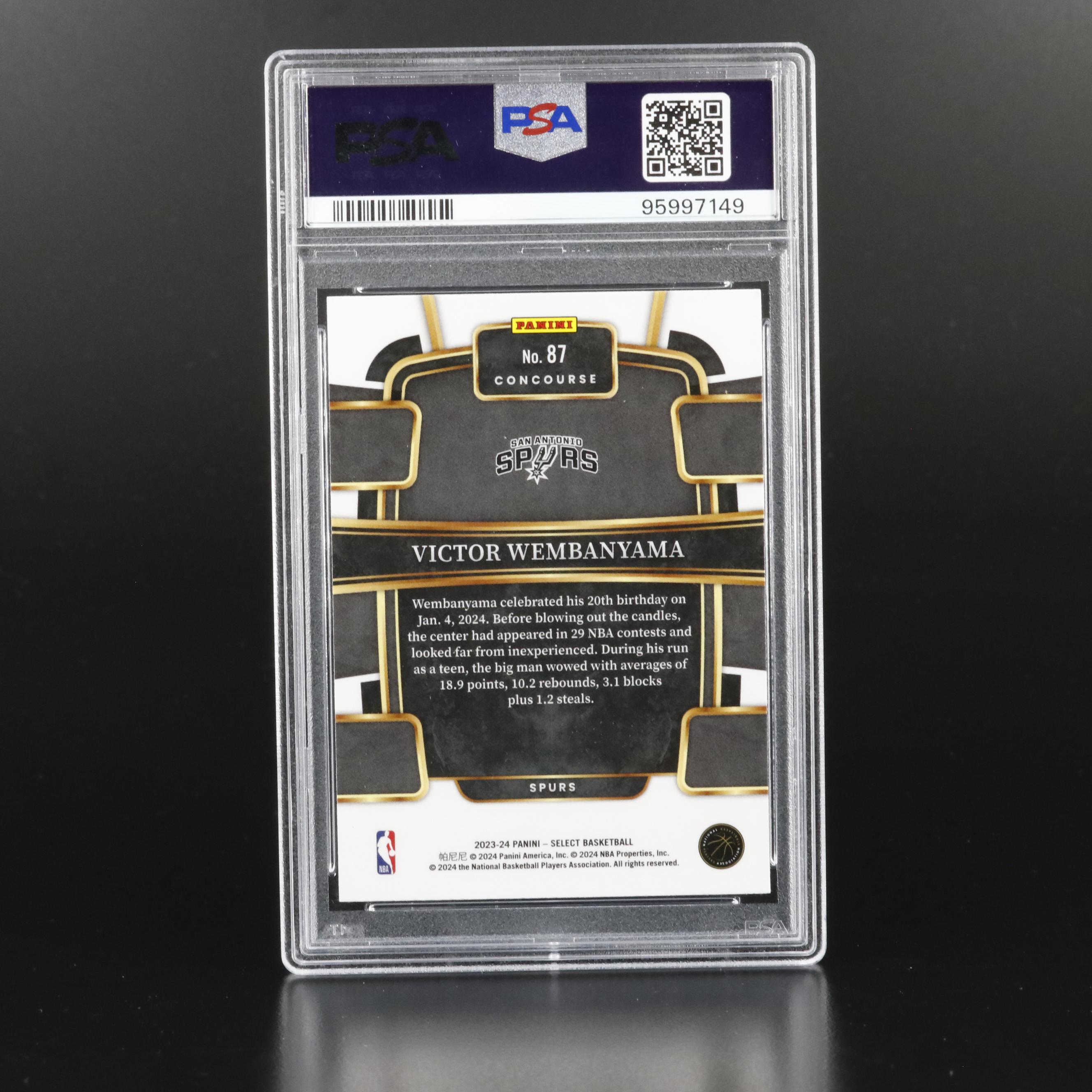 2023 Select Victor Wembanyama Blue Rookie Basketball Card Graded PSA 10