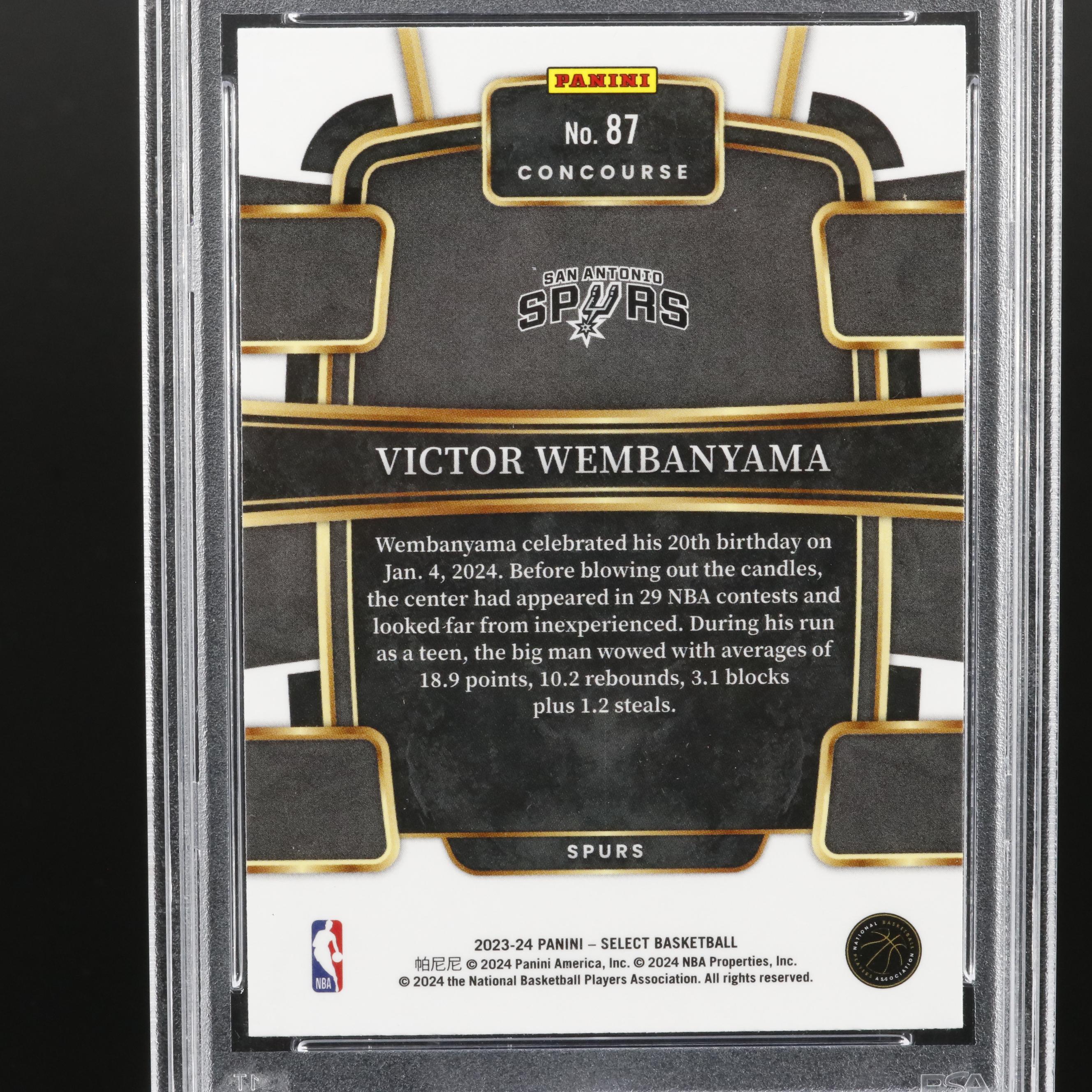2023 Select Victor Wembanyama Blue Rookie Basketball Card Graded PSA 10