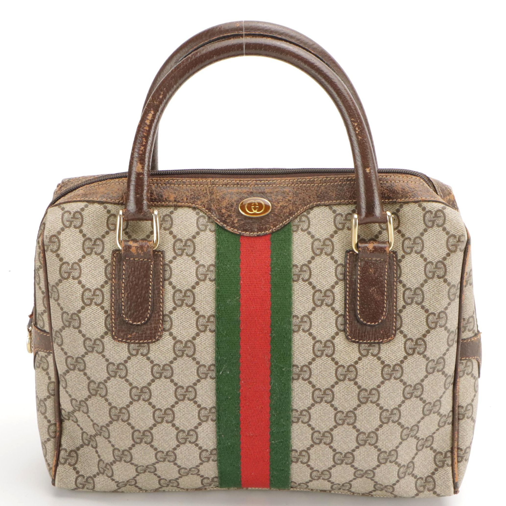 Gucci Accessory Collection Web Stripe, Supreme Canvas, and Leather Handbag