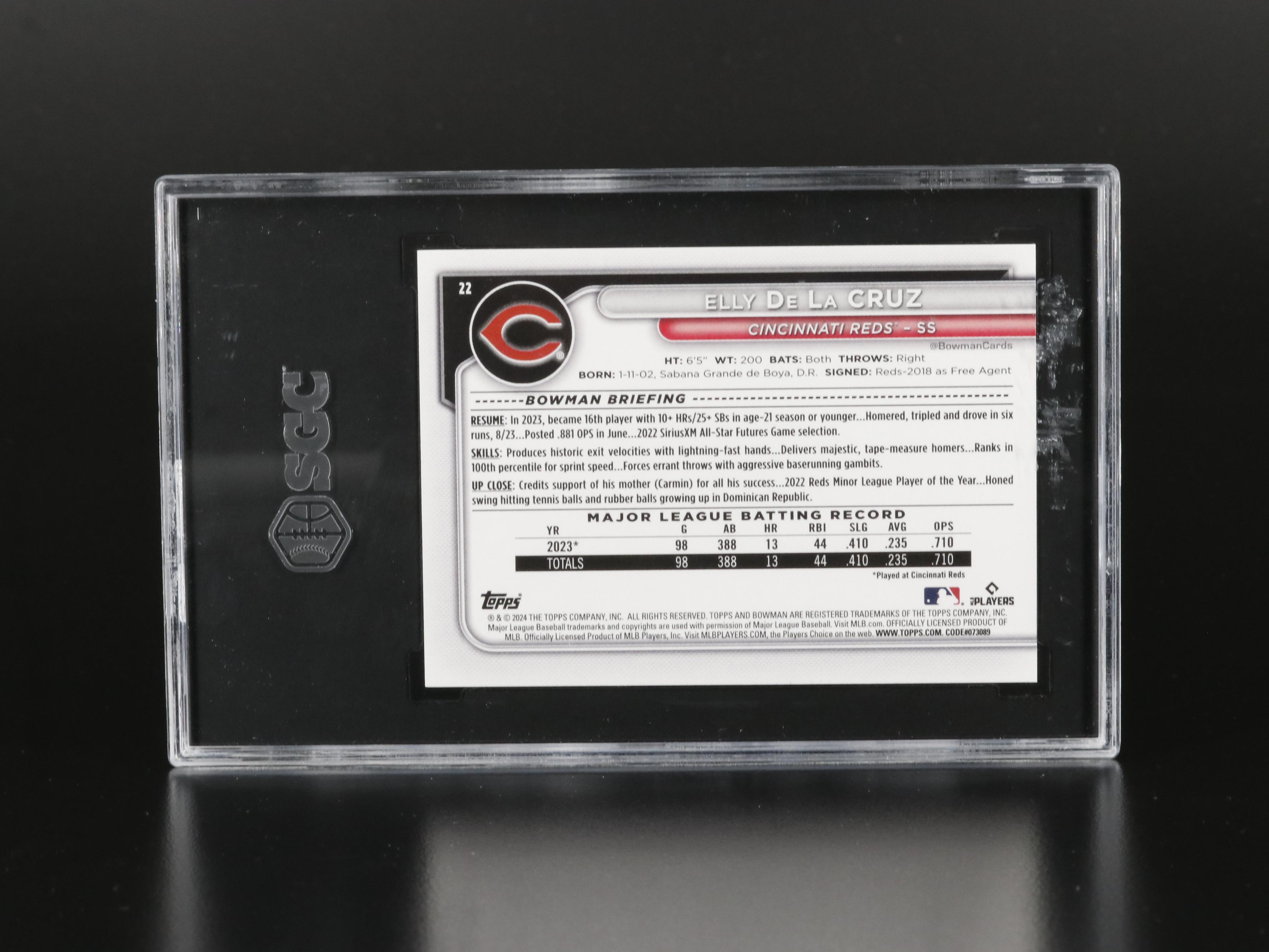 2024 Bowman Elly De La Cruz Cincinnati Reds Rookie Card Graded SGC 10