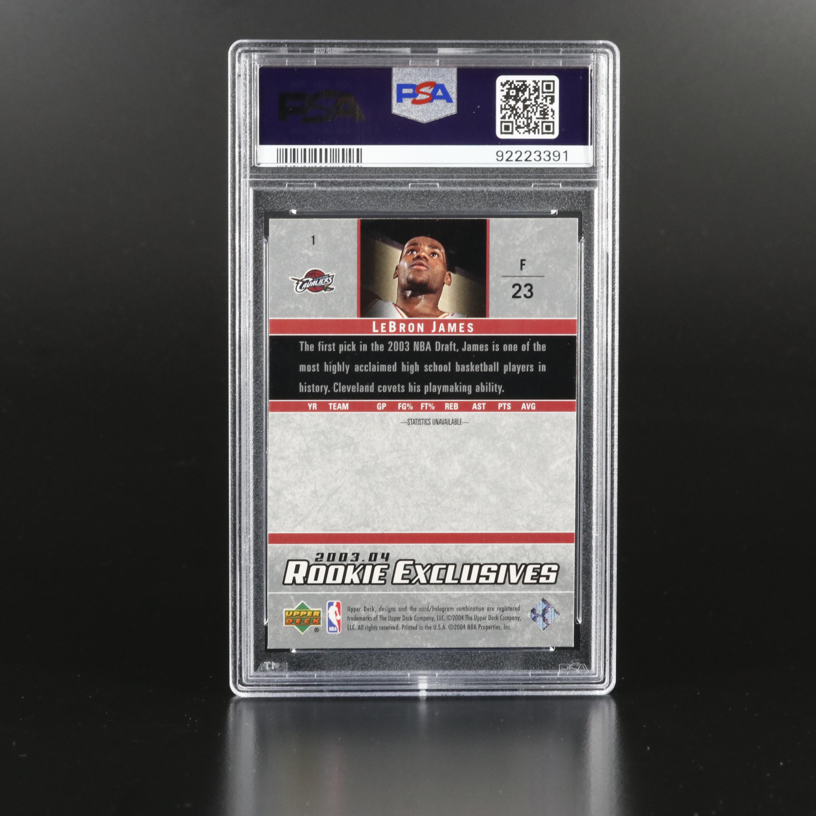 2003 Upper Deck LeBron James Rookie Exclusives Basketball Card Graded PSA 9