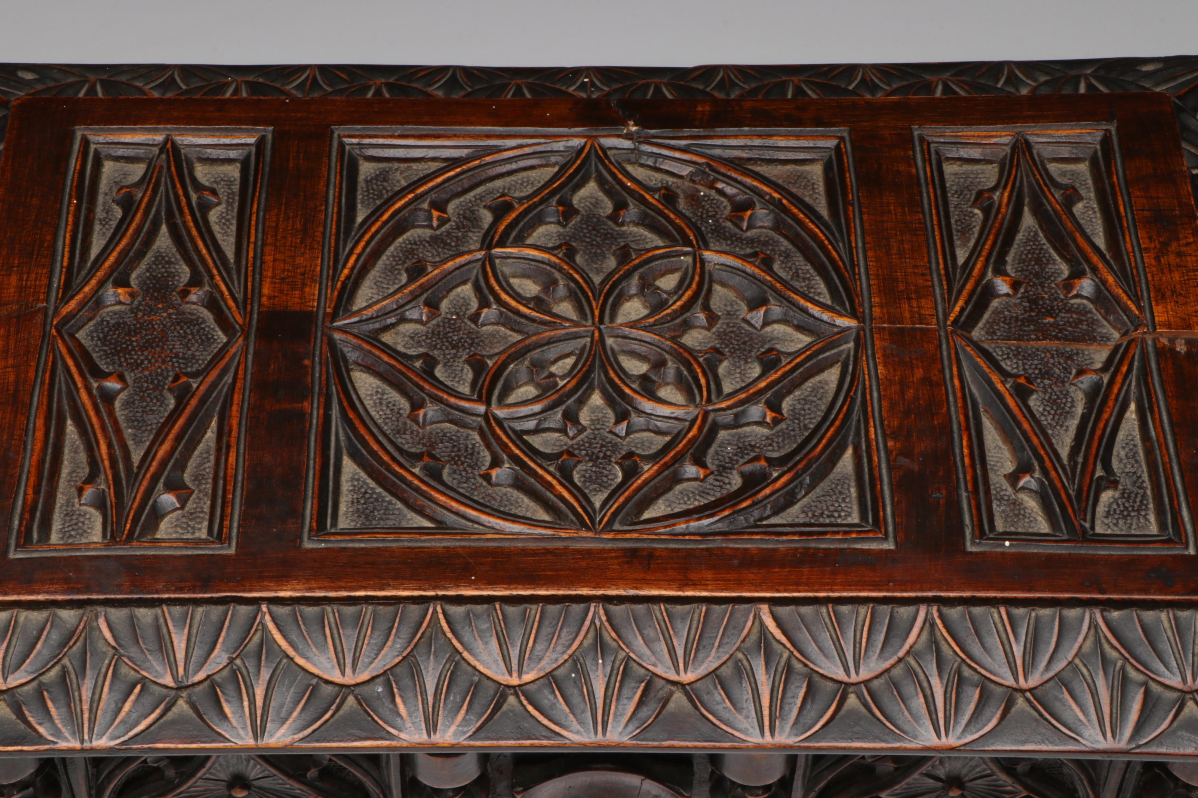 Antique European Carved Walnut Table Casket, 18th/19th Century