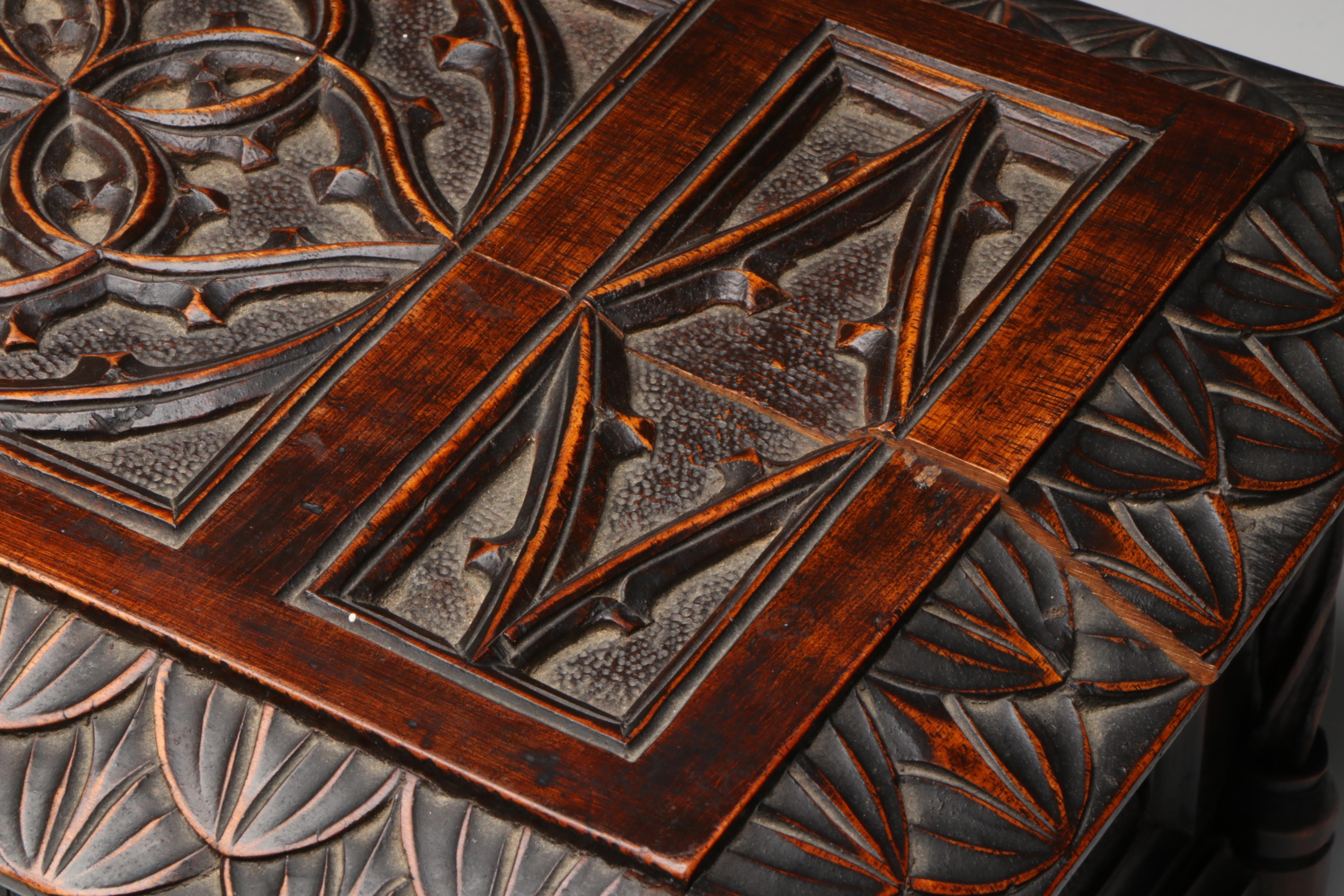 Antique European Carved Walnut Table Casket, 18th/19th Century