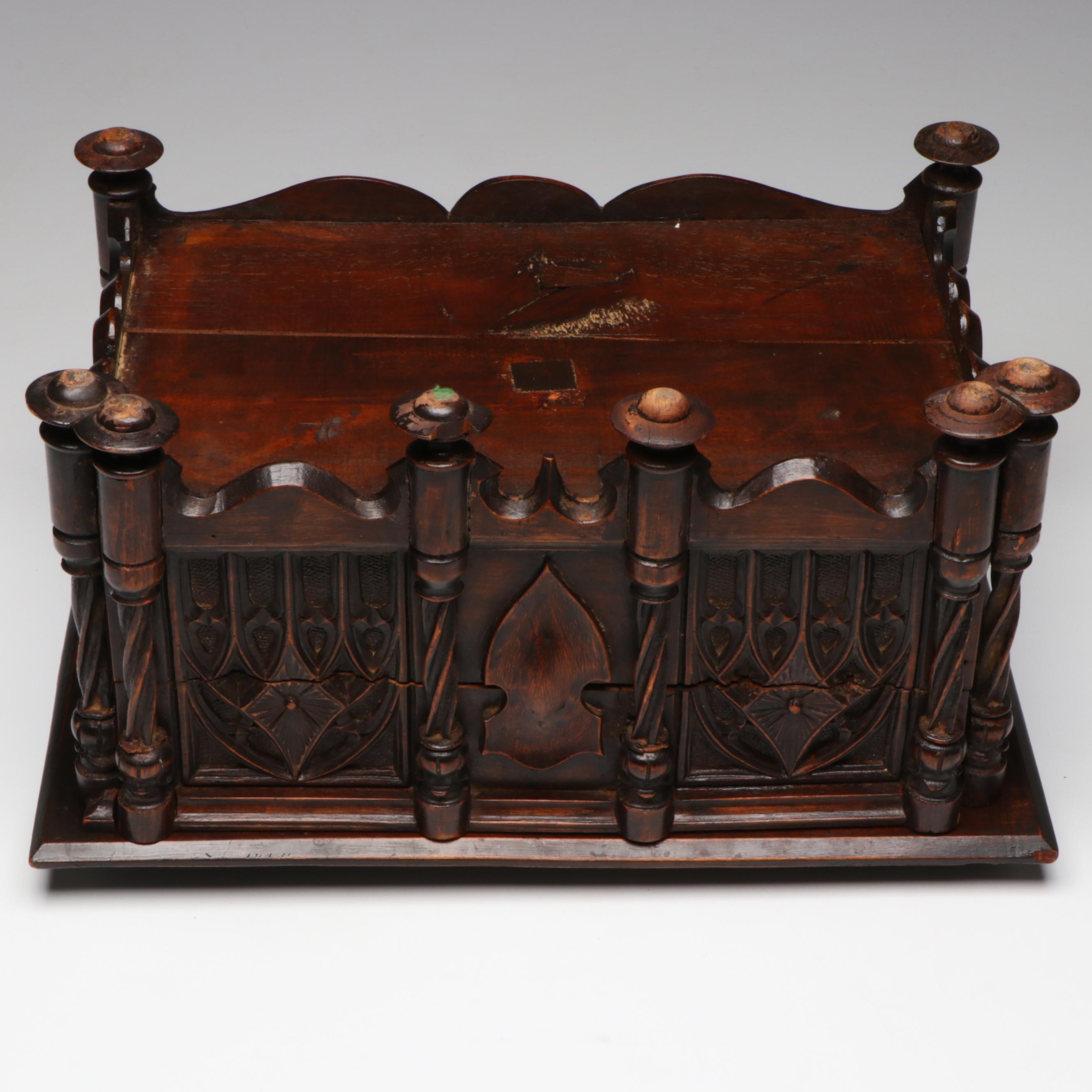 Antique European Carved Walnut Table Casket, 18th/19th Century