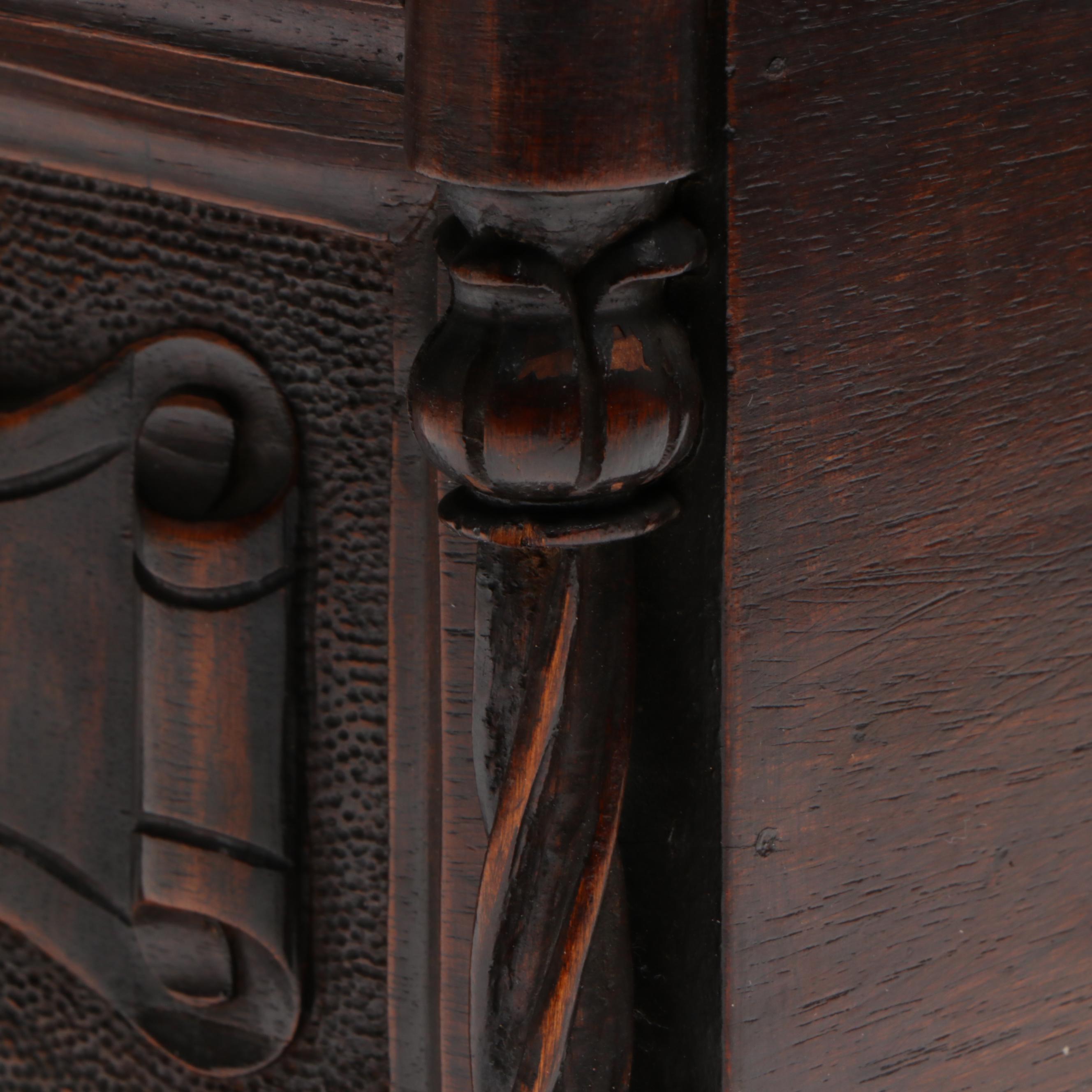 Antique European Carved Walnut Table Casket, 18th/19th Century