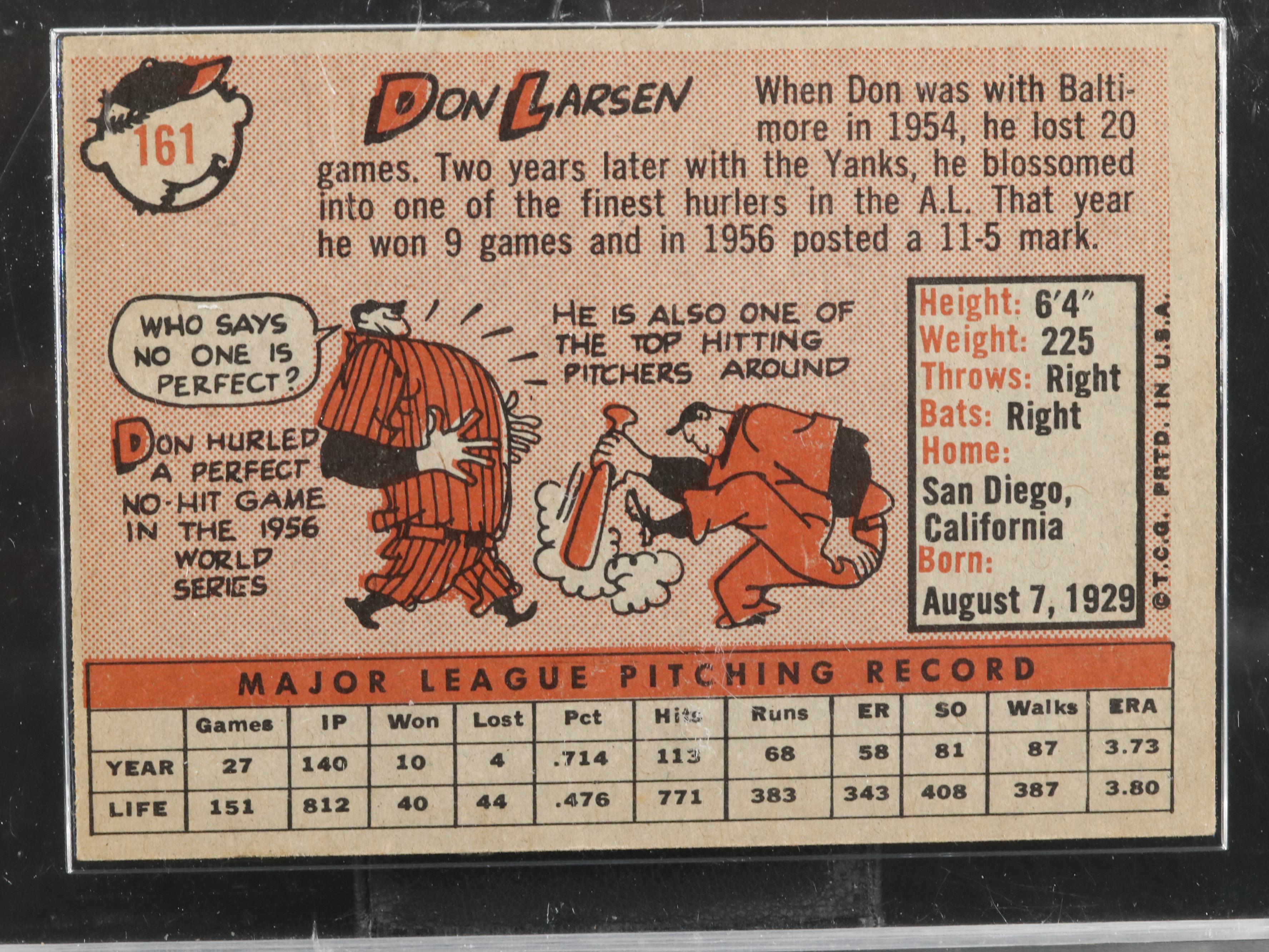 1958 Topps Don Larsen New York Yankees Baseball Card