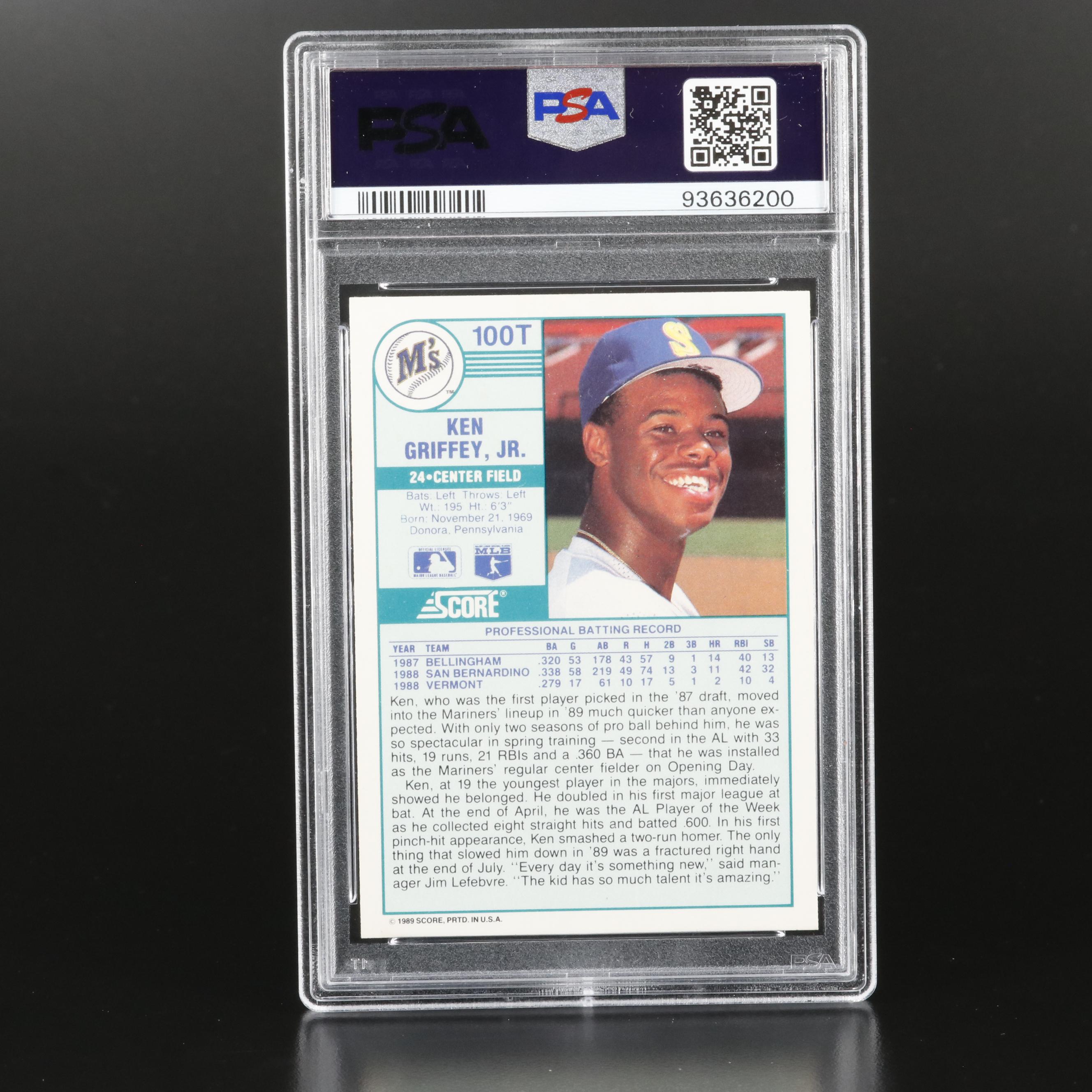 1989 Score Traded Ken Griffey Jr. Seattle Mariners Rookie Card Graded PSA 10