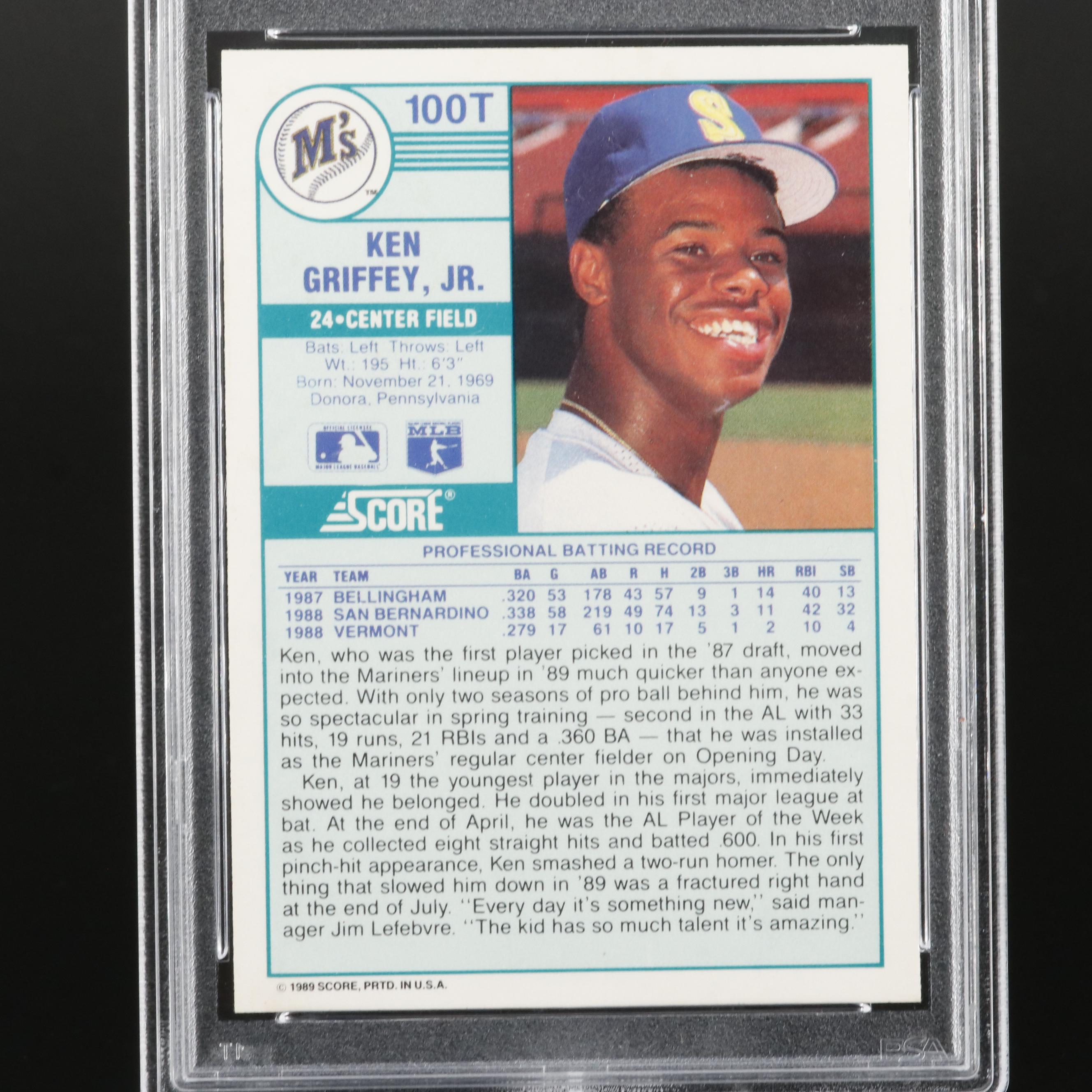 1989 Score Traded Ken Griffey Jr. Seattle Mariners Rookie Card Graded PSA 10