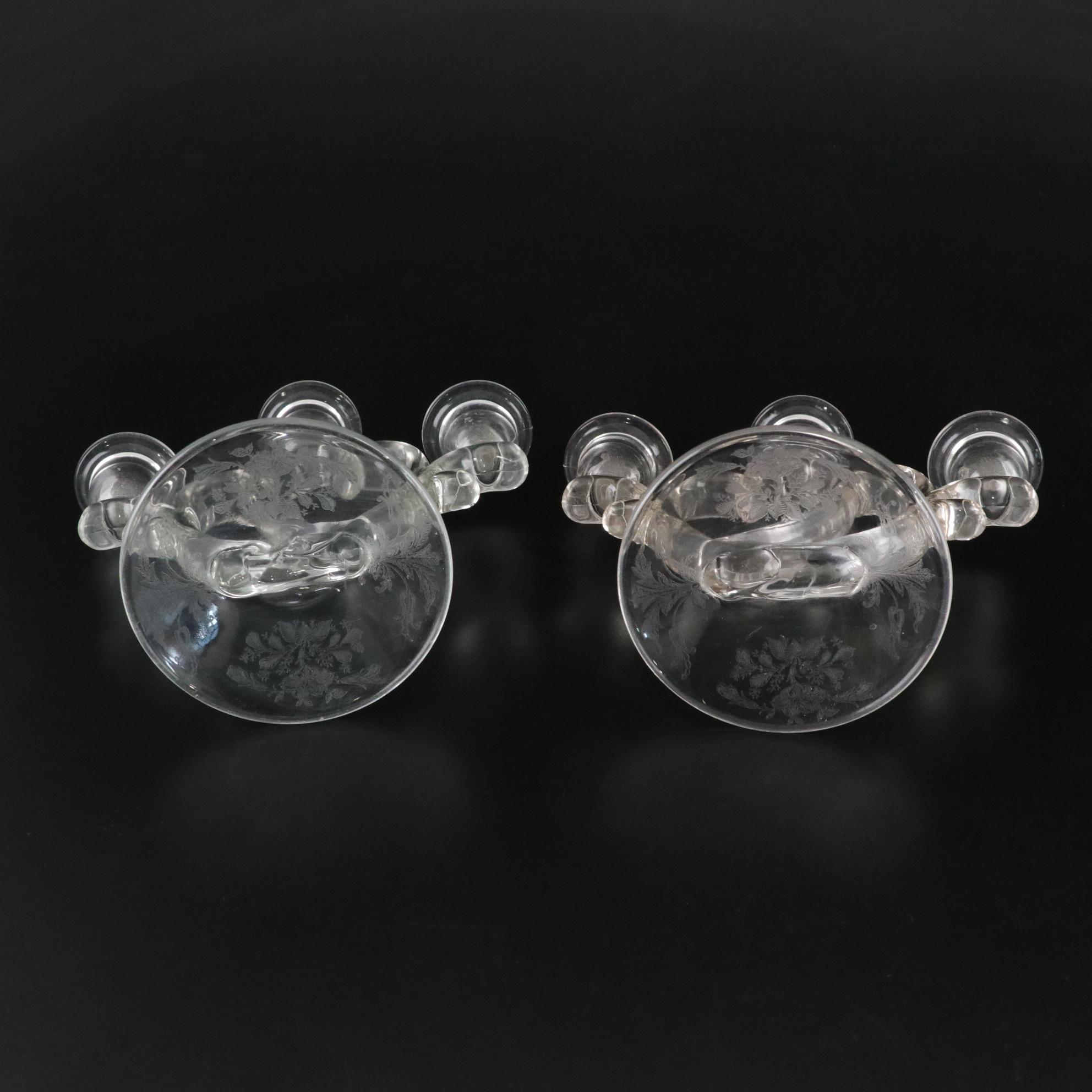 Imperial Glass "Candlewick" and "Double Heart" Set of Glassware & Candle Holders