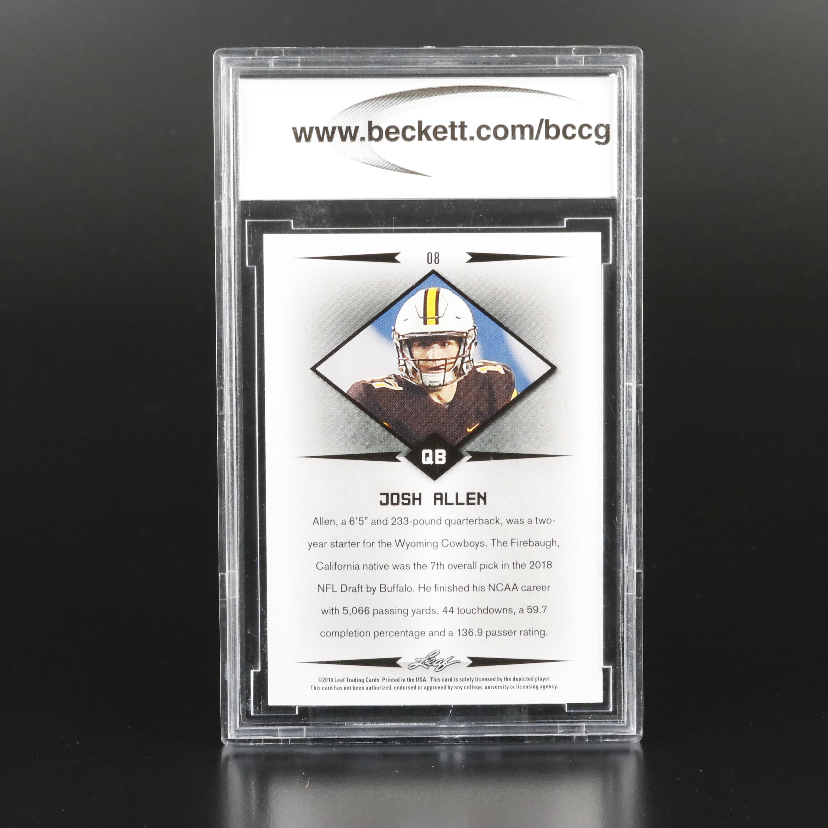 2018 Leaf Josh Allen Rookie Star Football Card Graded BCCG 10