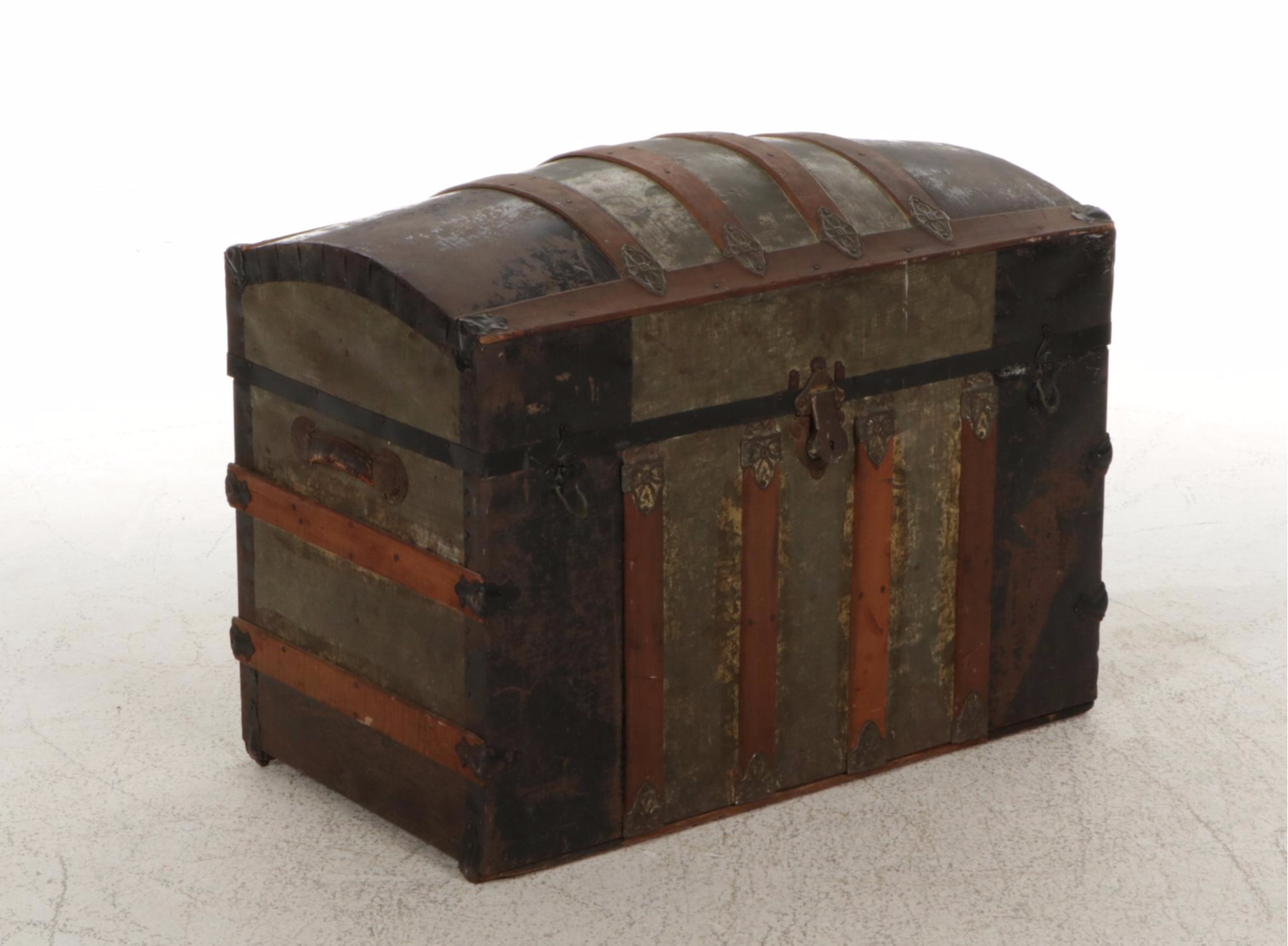 Victorian Era Metal-Clad Dome Top Steamer Trunk, Late 19th C.