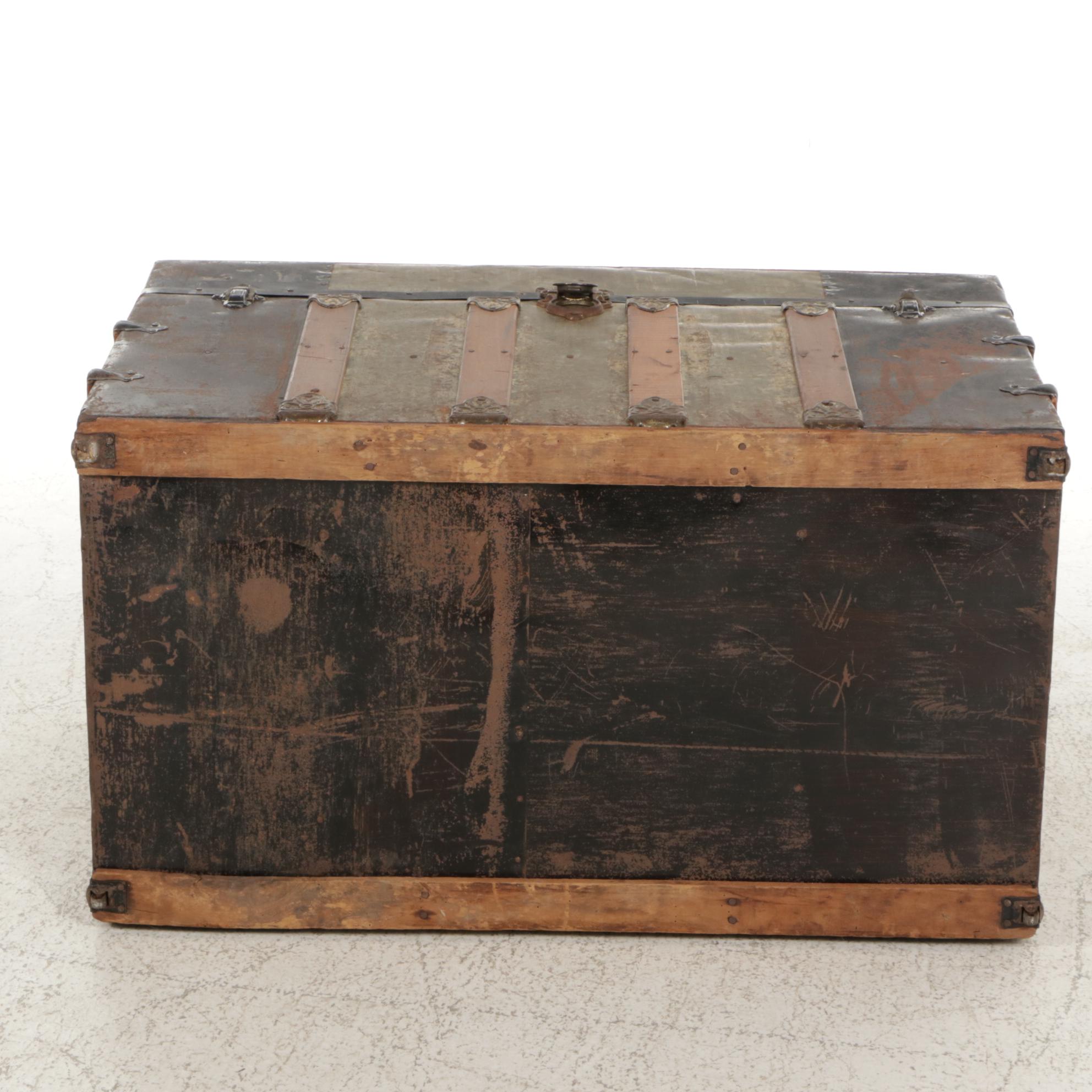 Victorian Era Metal-Clad Dome Top Steamer Trunk, Late 19th C.
