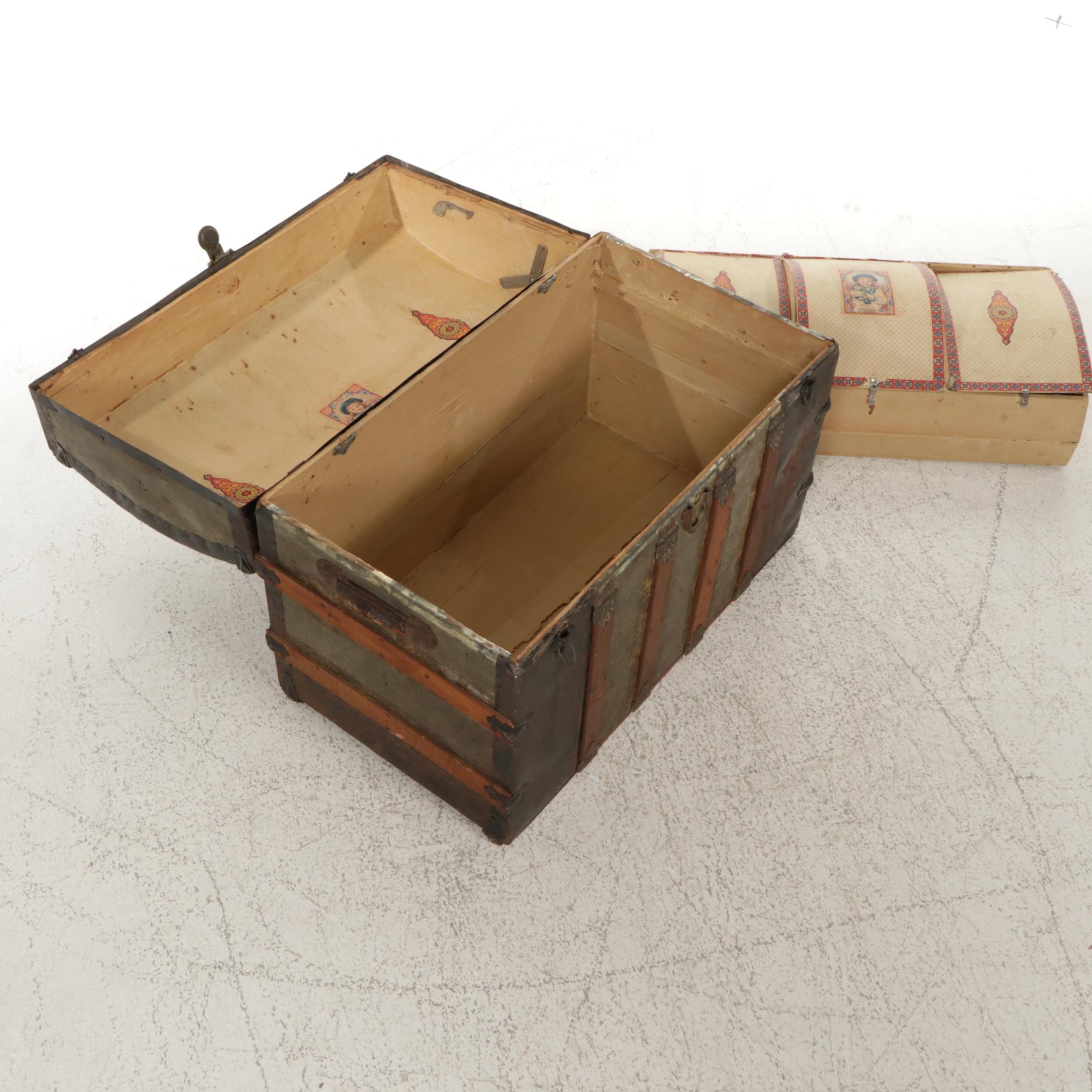 Victorian Era Metal-Clad Dome Top Steamer Trunk, Late 19th C.