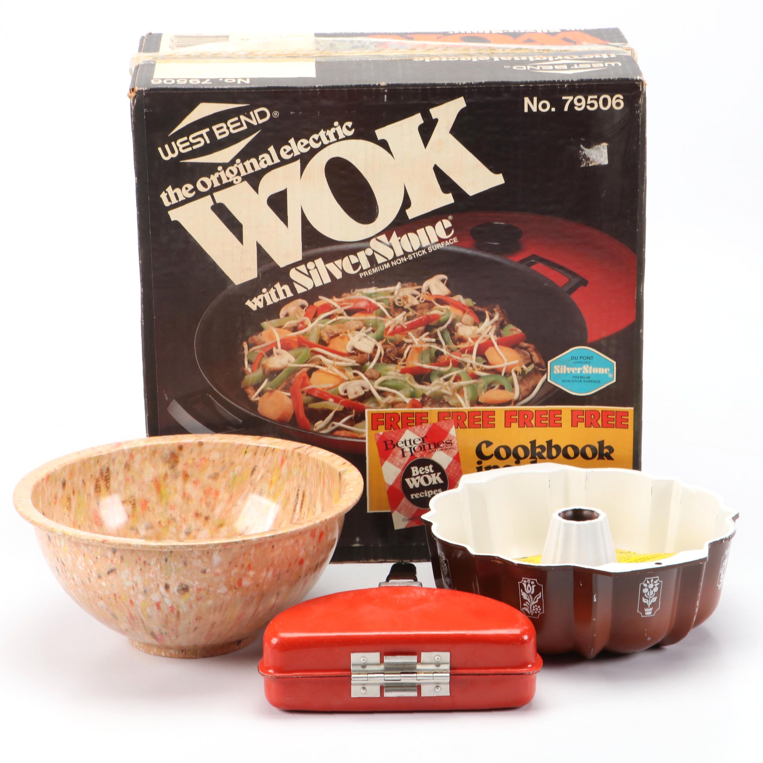 West Bend Electric Wok with Mirro Metal Poached Egg Pan and More